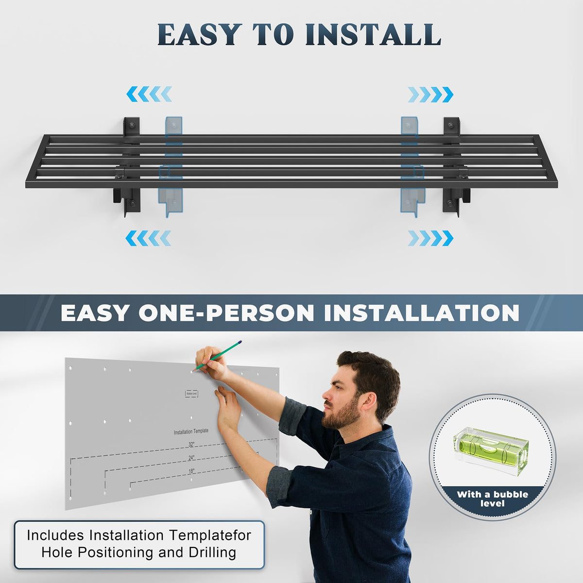 2 Pack Heavy Duty Garage Wall Shelving with 8 Hooks (2 Count)
