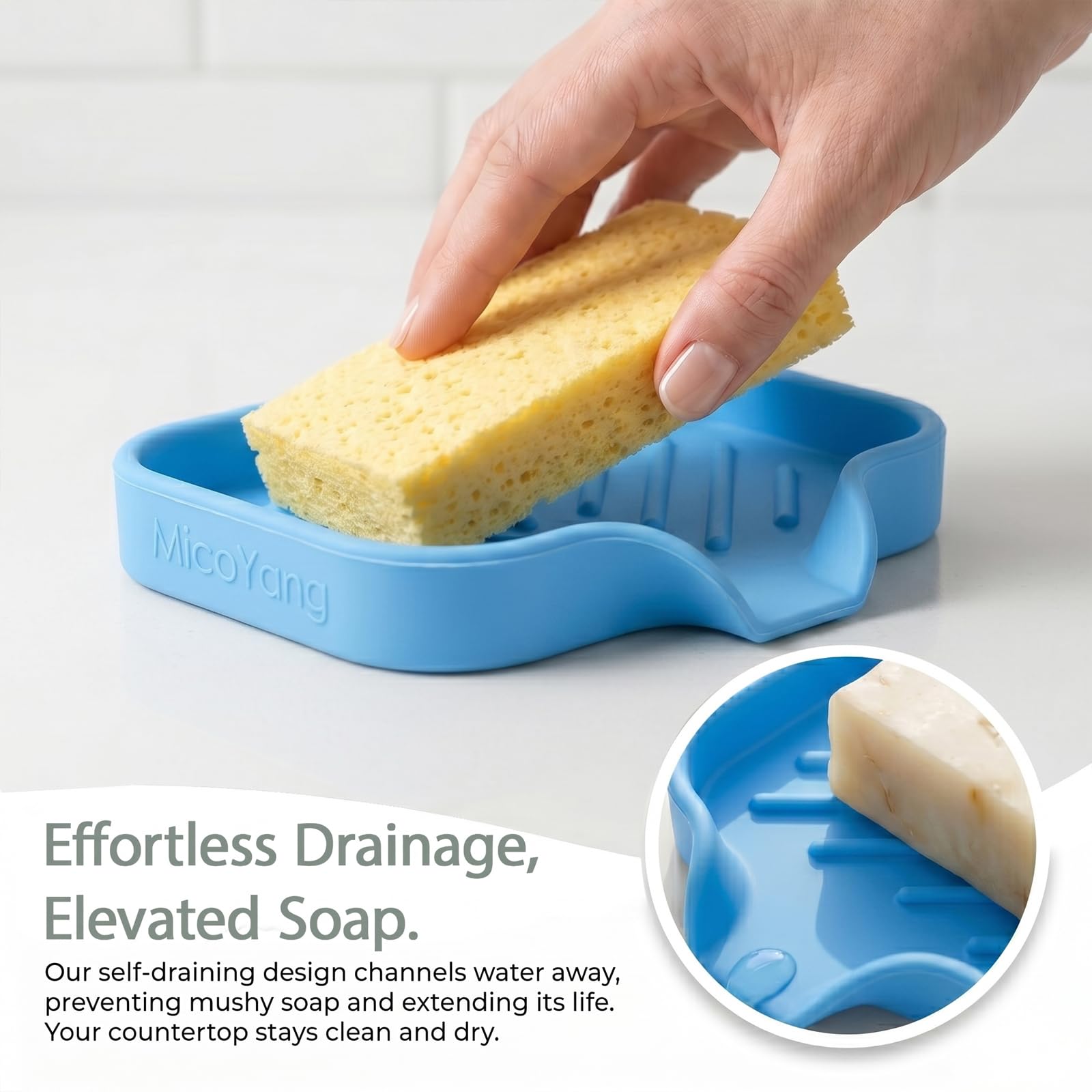 Silicone Soap Dish with Drain Spout