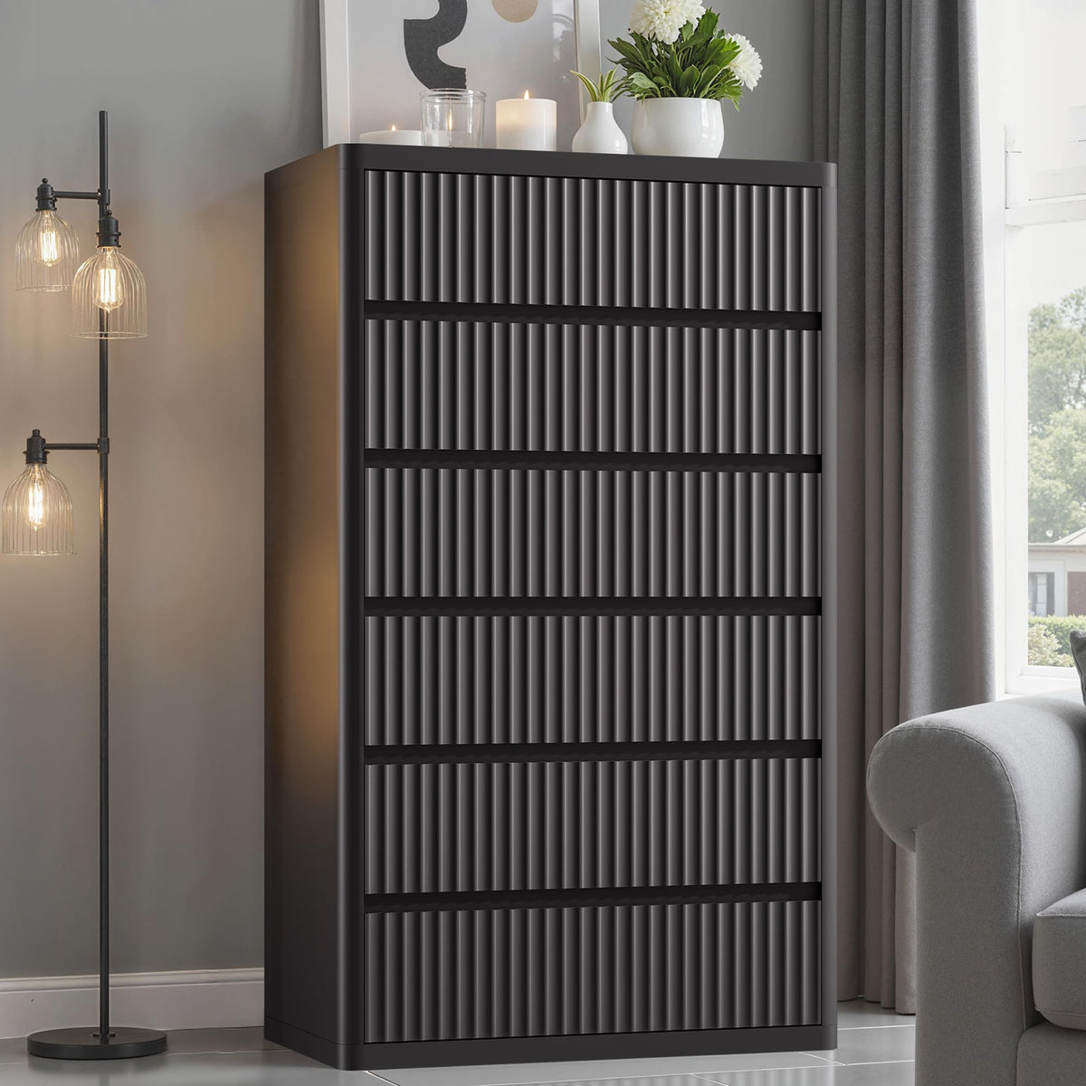 Black 56" Tall Dresser for Bedroom