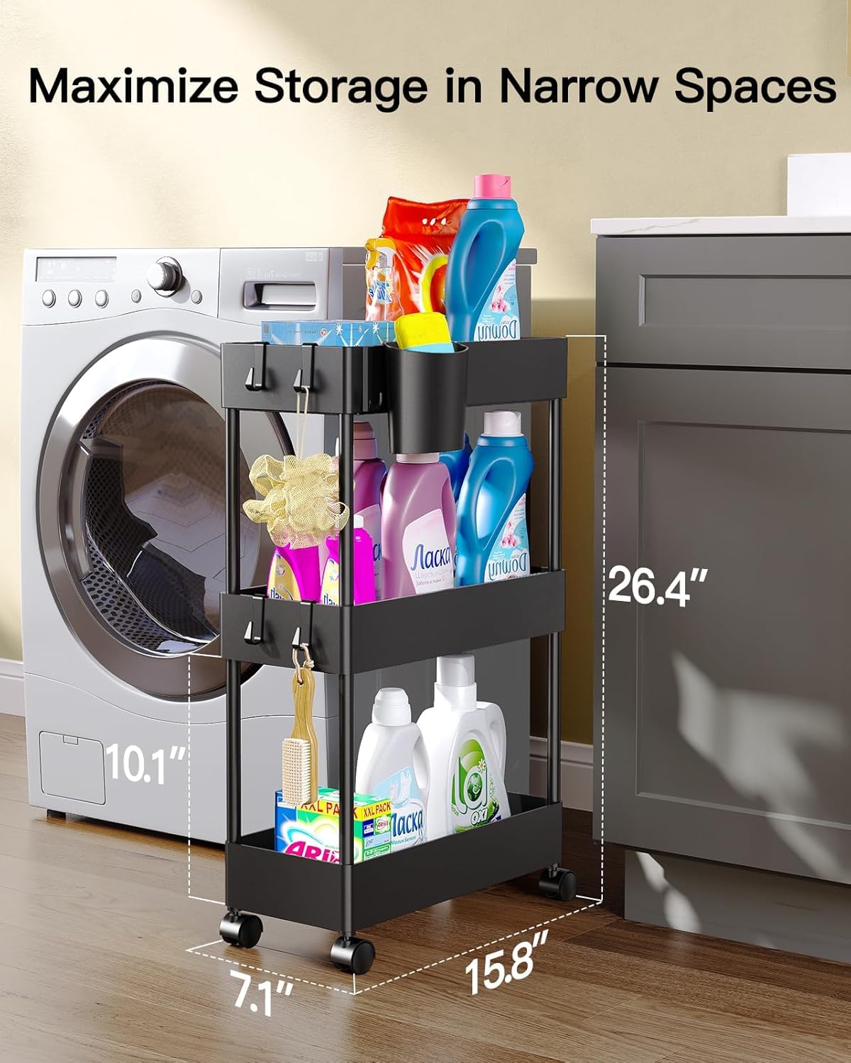 3 Tier Bathroom Storage Cart