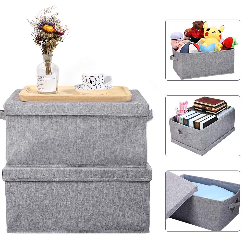 Linen Foldable Storage Bins with Lids (2 Count)