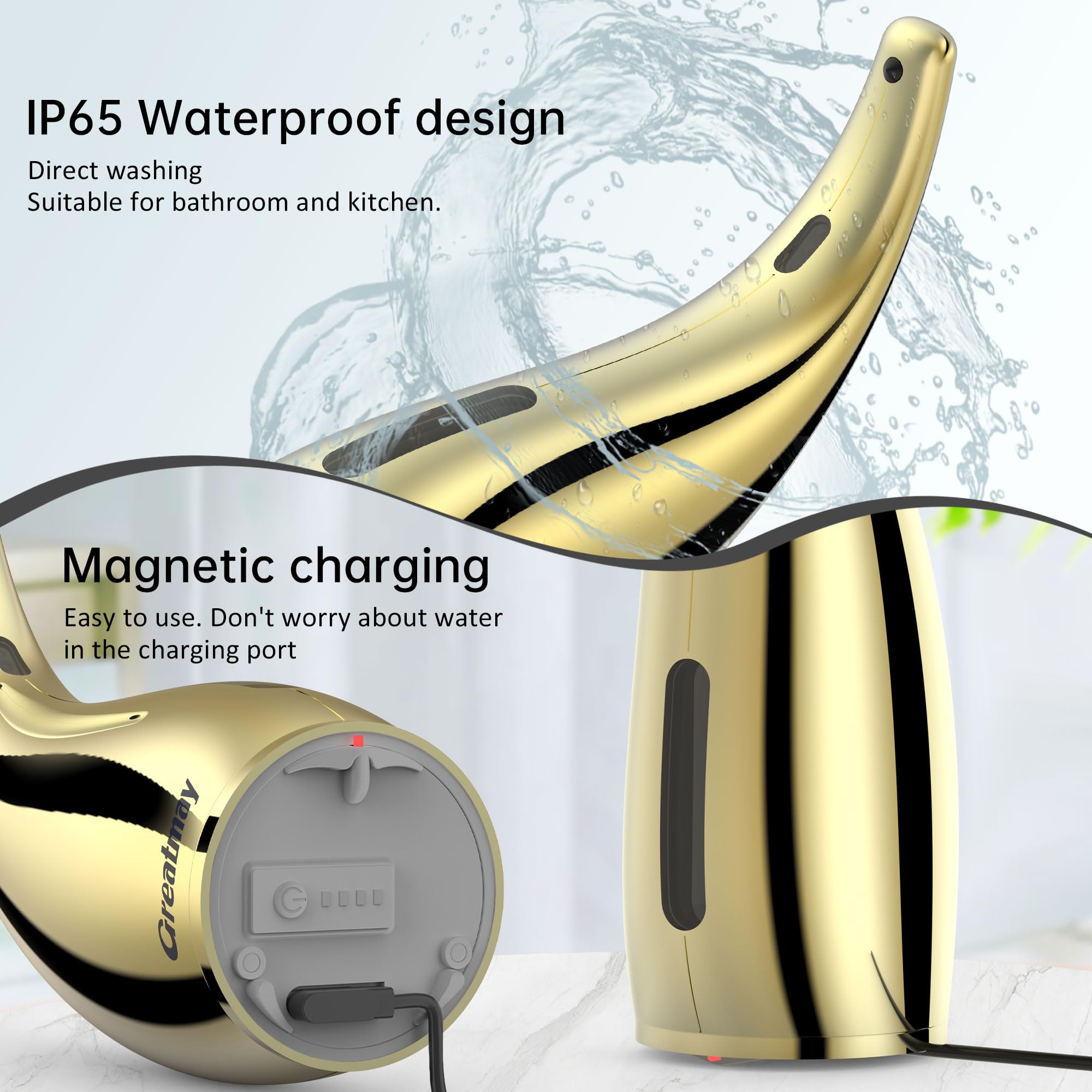 Automatic Soap Dispenser Touchless Rechargeable 10 oz