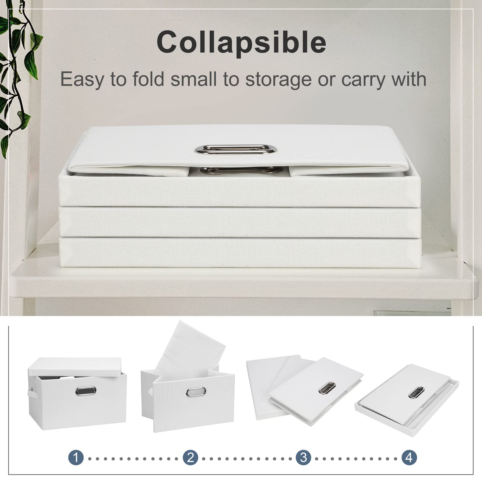 Medium 15" 21 Quart Collapsible Stackable Storage Bins with Lids