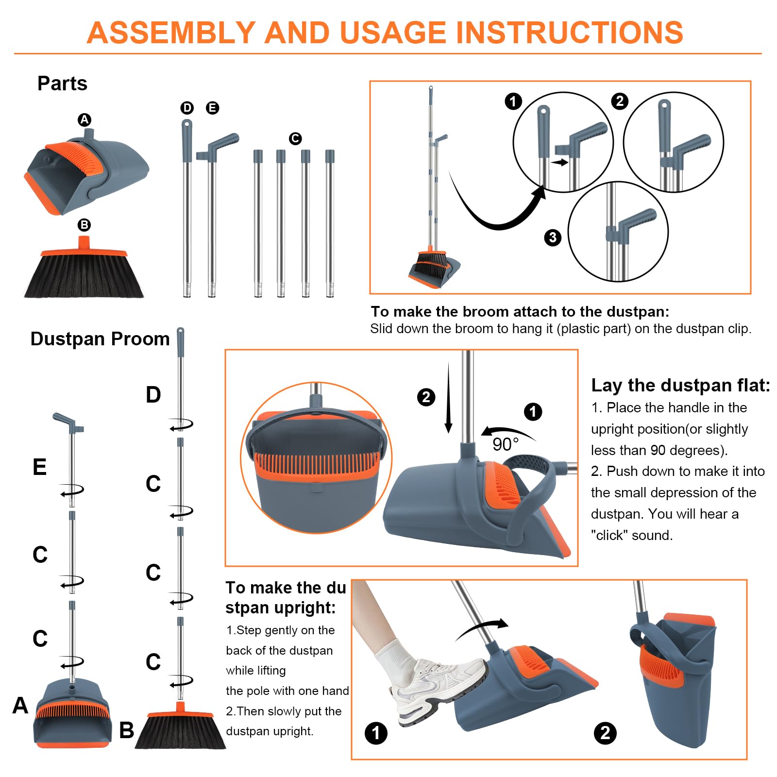 Broom and Dustpan Combo Set