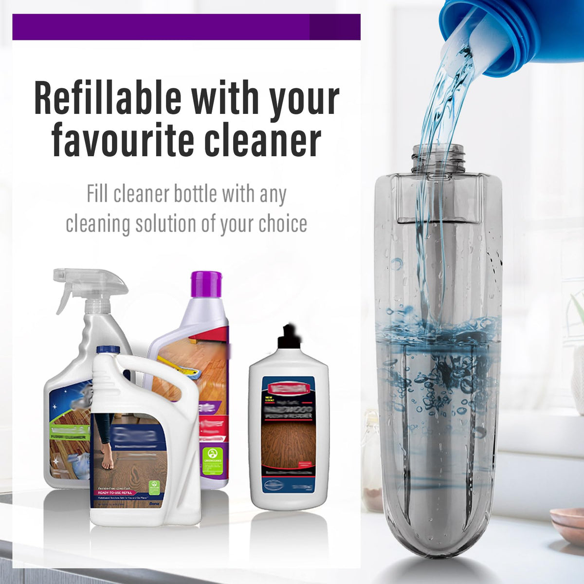 Wet Spray Mop for Floor Cleaning with 14 oz Bottle & 3 Microfiber Pads