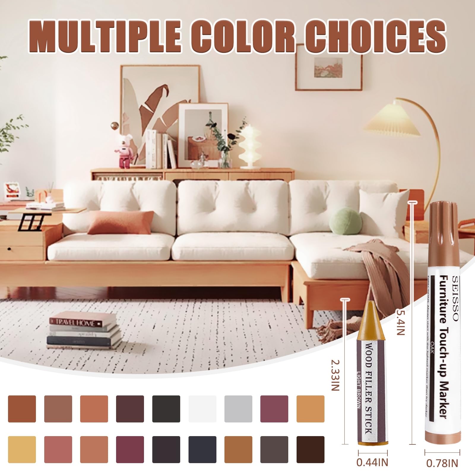 18 Colors Wood Wax Sticks ＆ Wood Markers Furniture Repair Kit (39 Count)