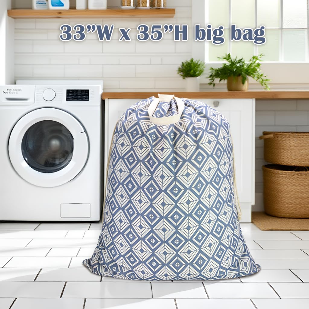 Canvas Laundry Bag with Handles & Drawstring