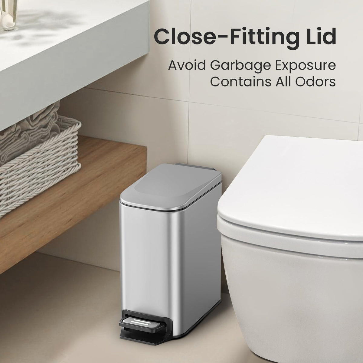 Small Bathroom Trash Can with Lid