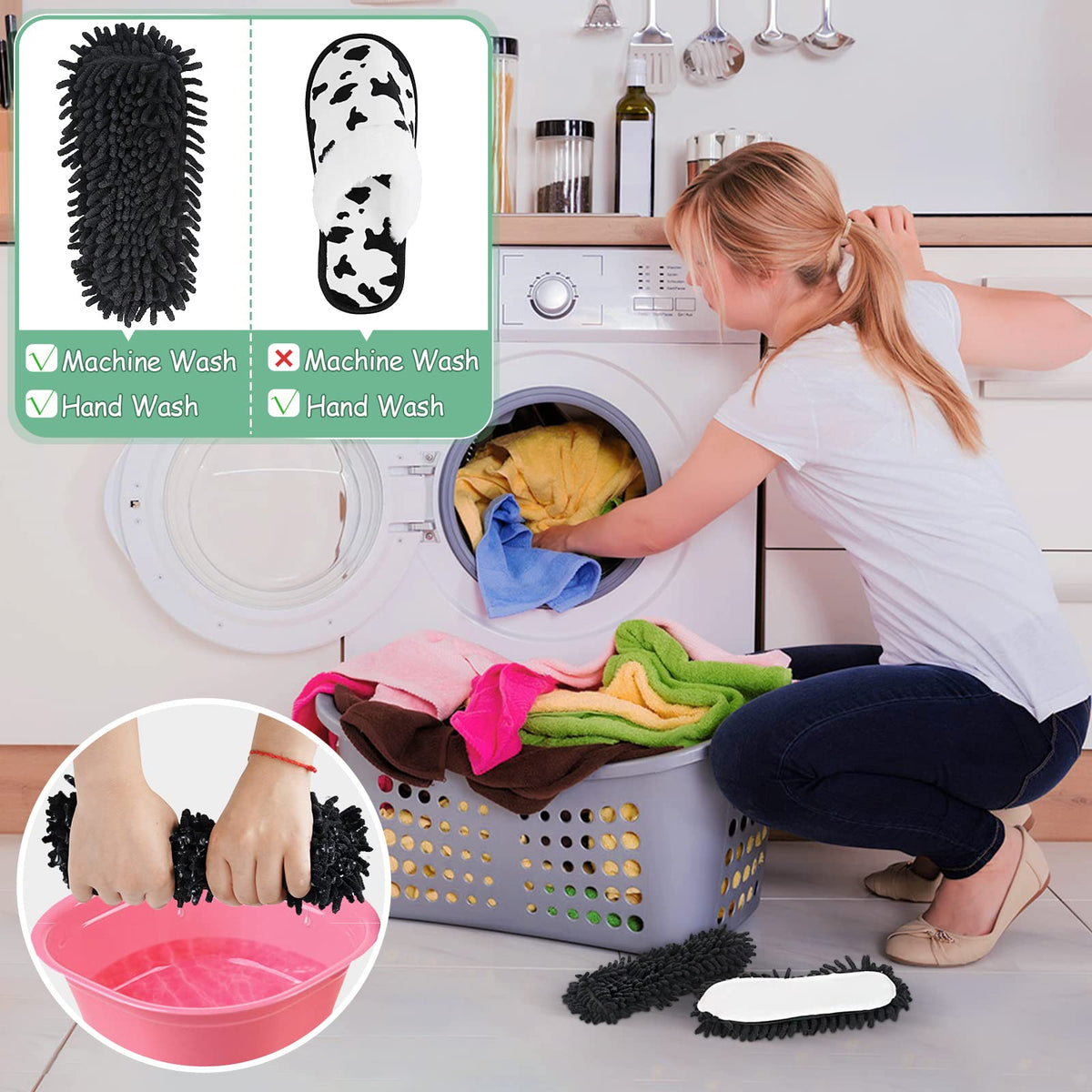 Detachable Microfiber Mop Slippers Floor Dust Cleaning for House