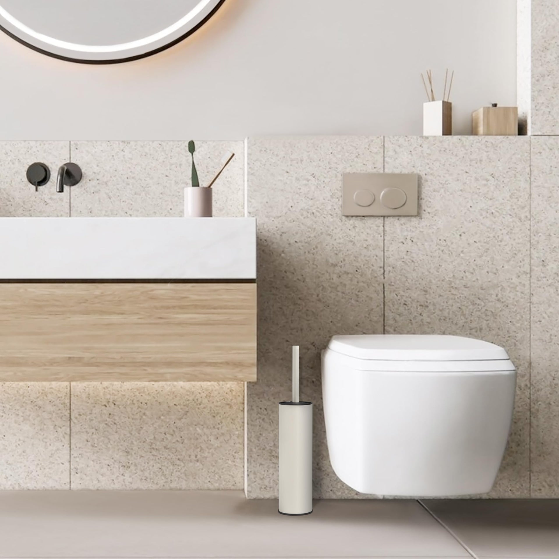 White Toilet Brush and Holder