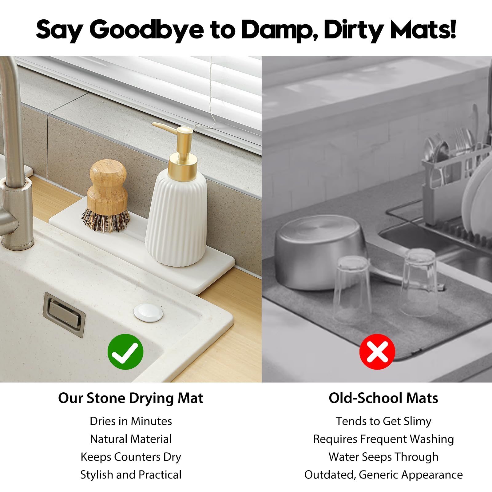 2 Pack Diatomite Stone Sink Tray (2 Count)