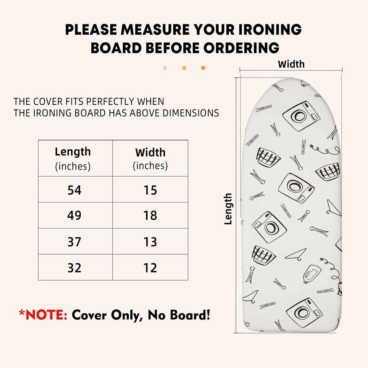 Table Top Ironing Board Cover 12 x 32 inch