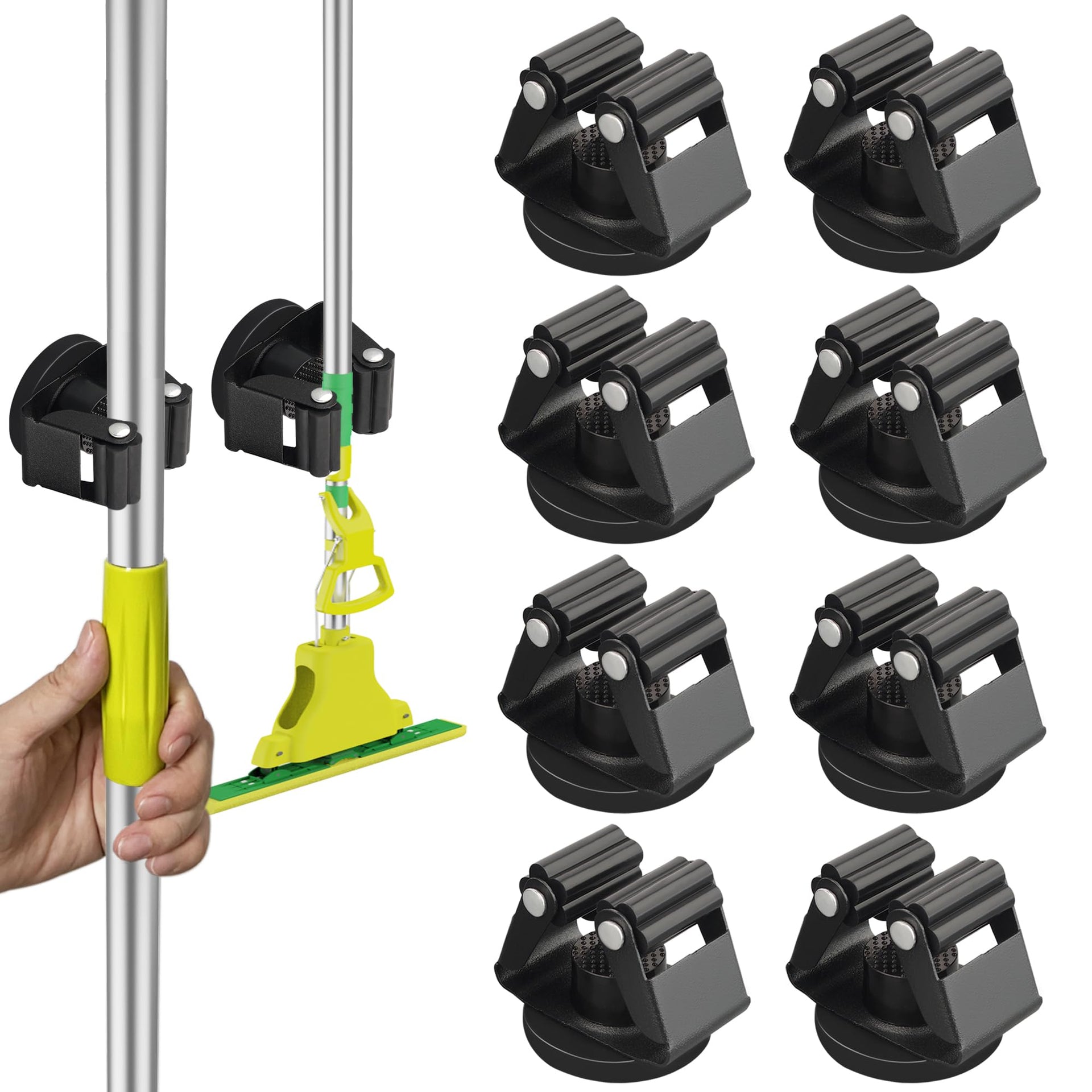Magnetic Mop Broom Holder (8 Count)