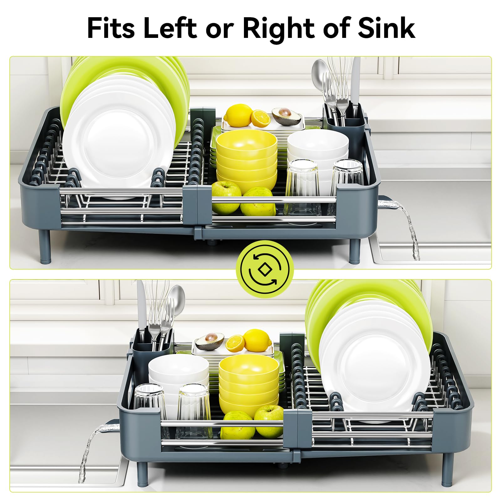 Extendable Stainless Dish Drying Rack for Kitchen Counter
