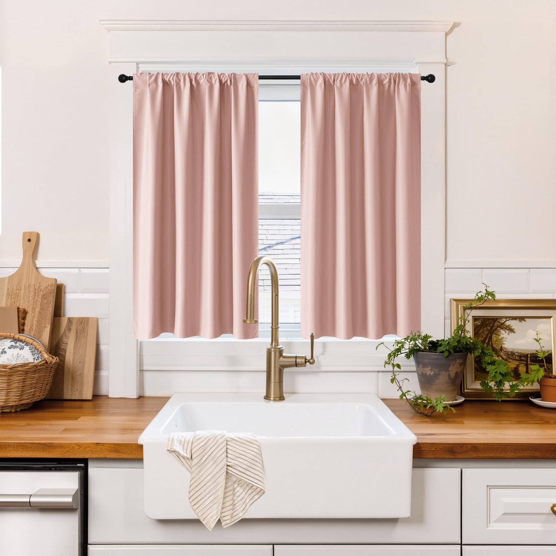 100% Blackout Short Curtains for Small Window (2 Count)