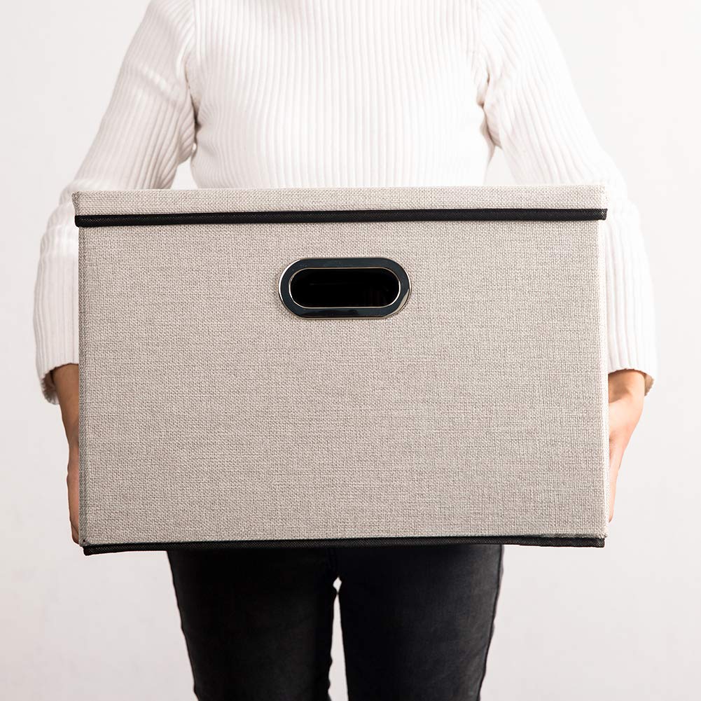 Large Foldable Storage Bins with Lids [3 (3 Count)