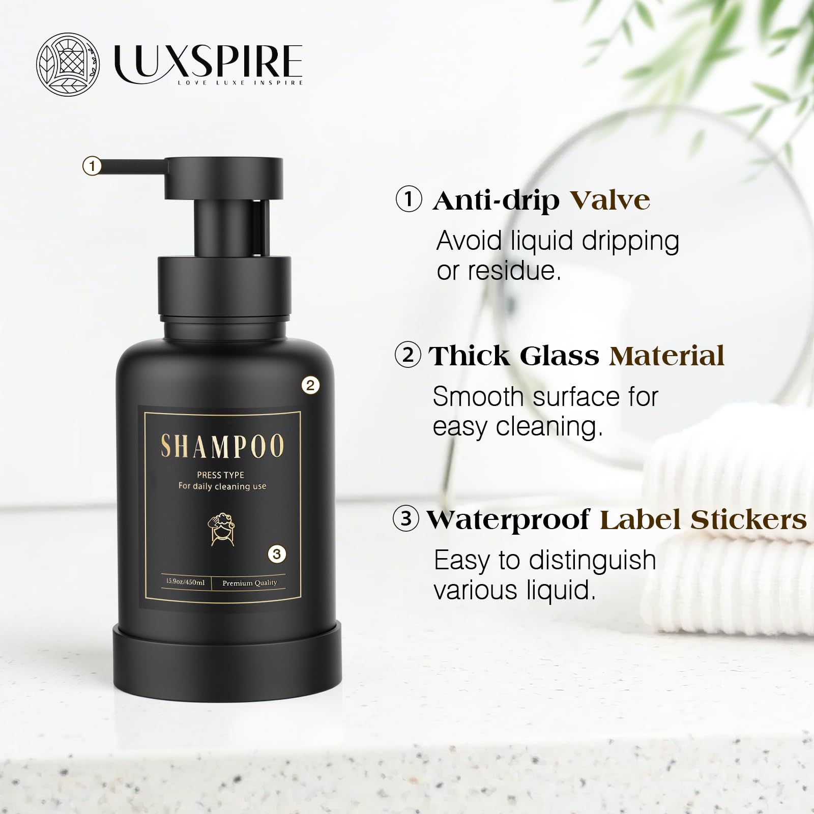 Foaming Soap Dispenser 15oz Hand Soap Bottle (2 Count)