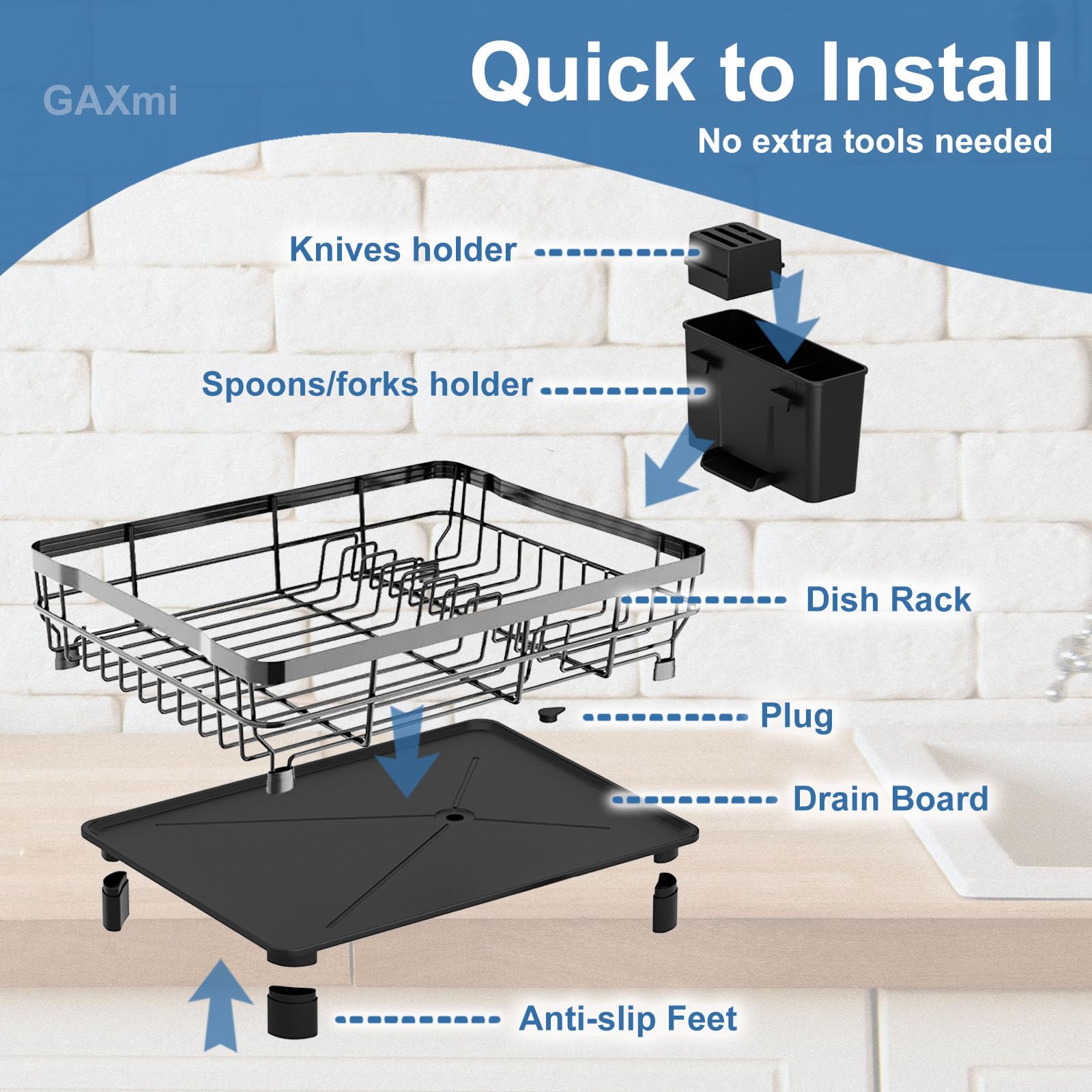 Dish Drying Rack with Drainboard for Kitchen Countertop 1