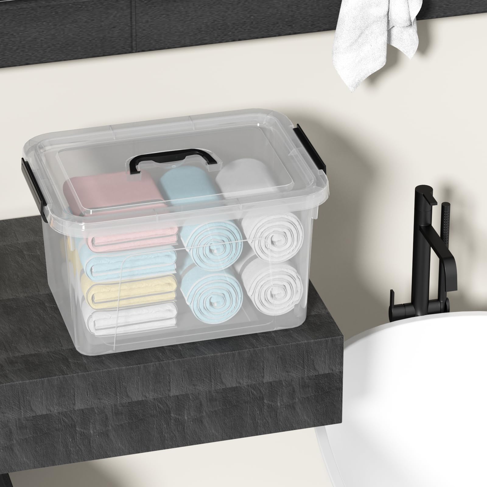 18 L Clear Latch Storage Bins with Handle (4 Count)