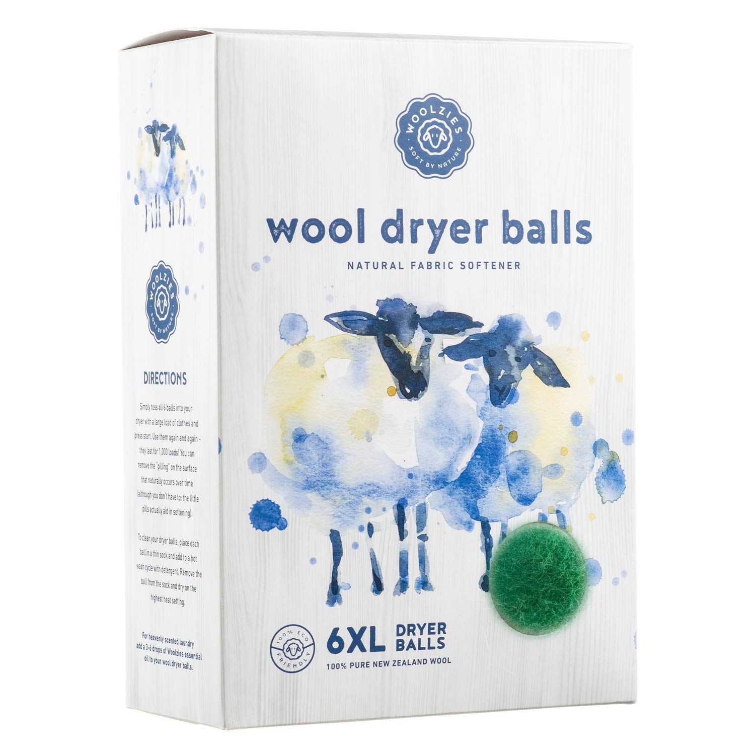 Wool Dryer Balls Organic Big Wool Spheres Best Fabric Softener (6 Count)