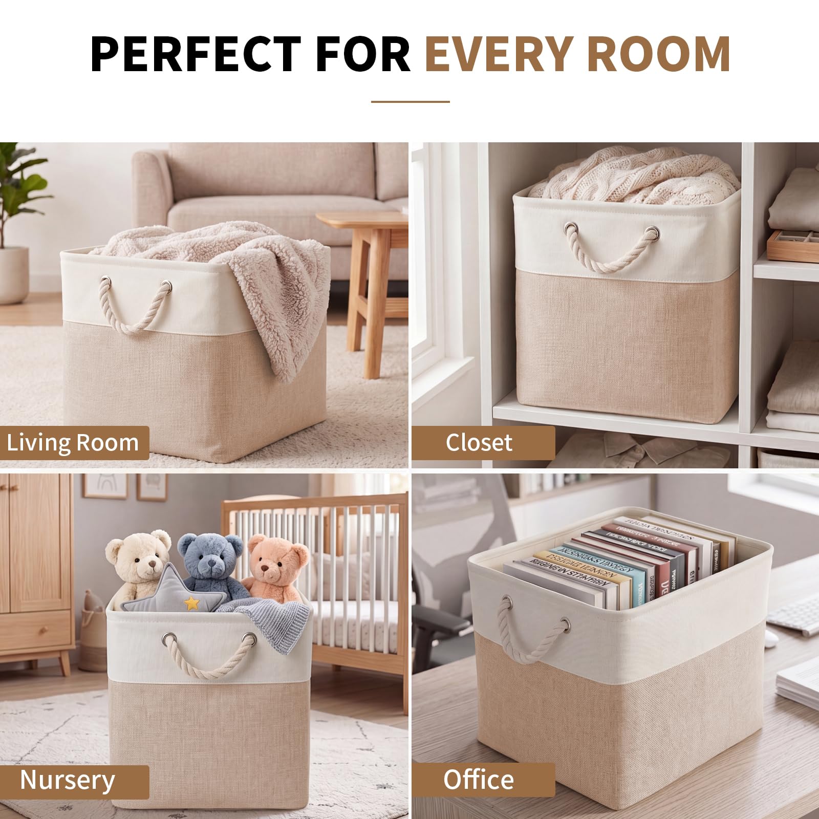 13×15×13 Inch Foldable Fabric Storage Basket with Handles (6 Count)