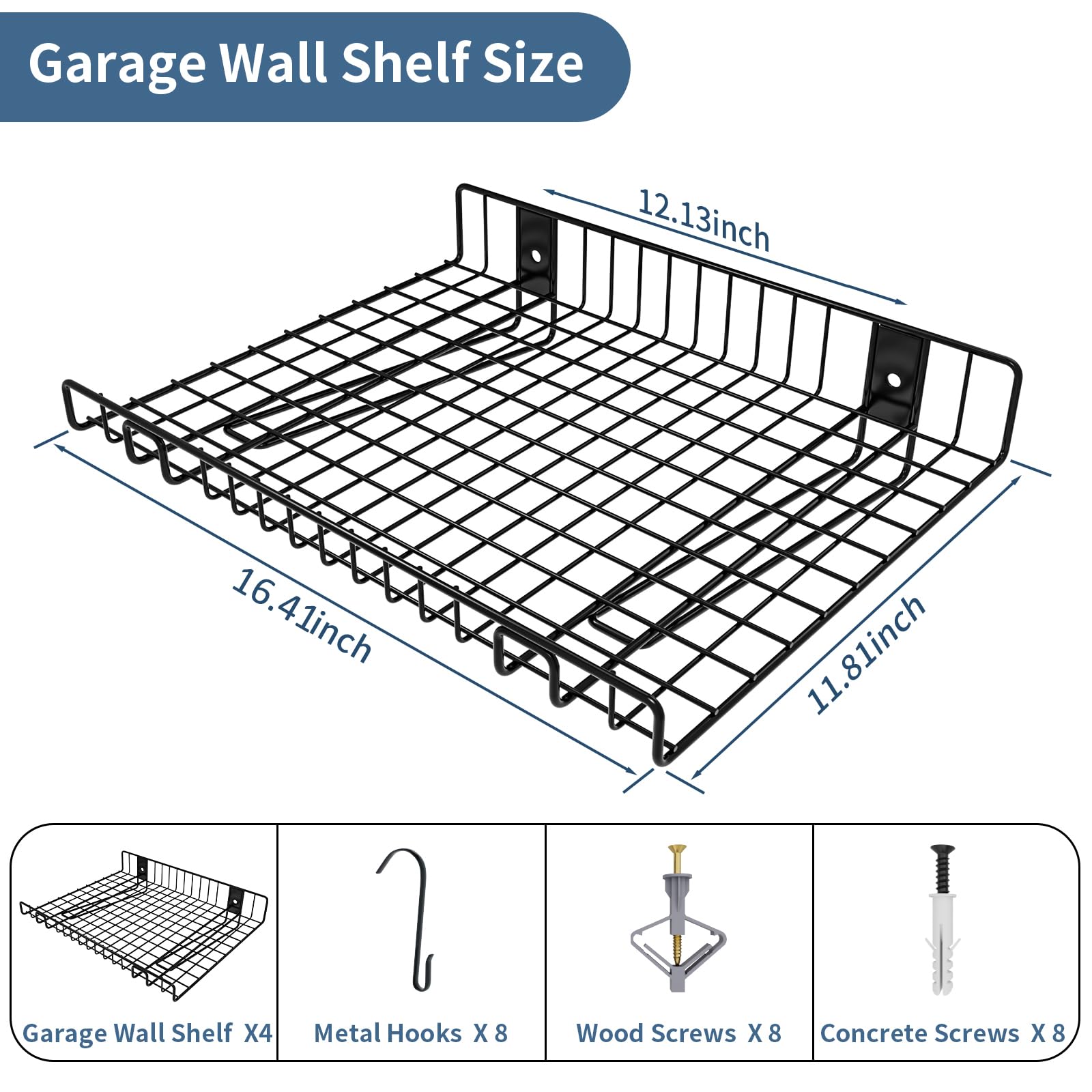 4 Pack Garage Wall Shelf (4 Count)