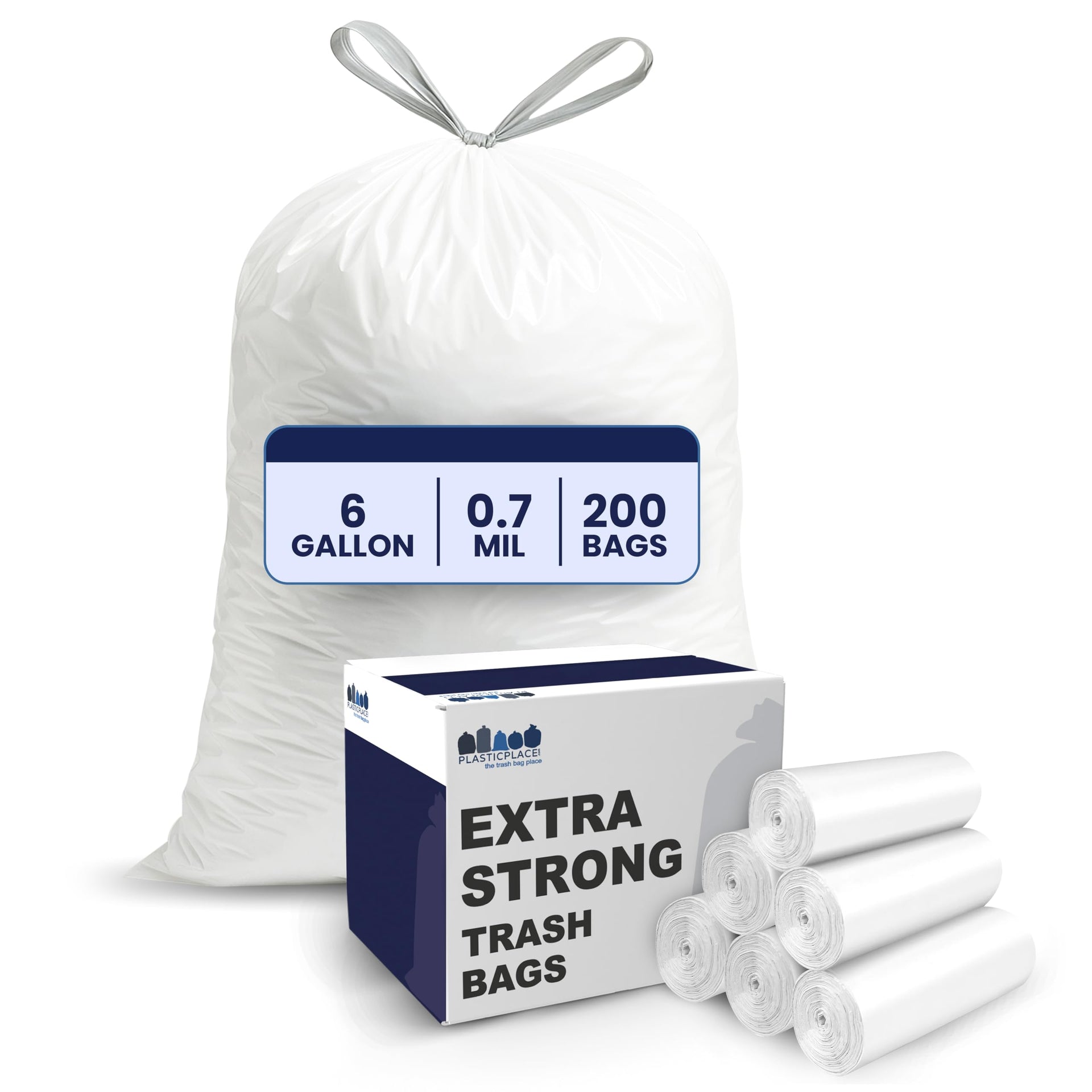 4 6 Gallon White Drawstring Bags (200 Count)