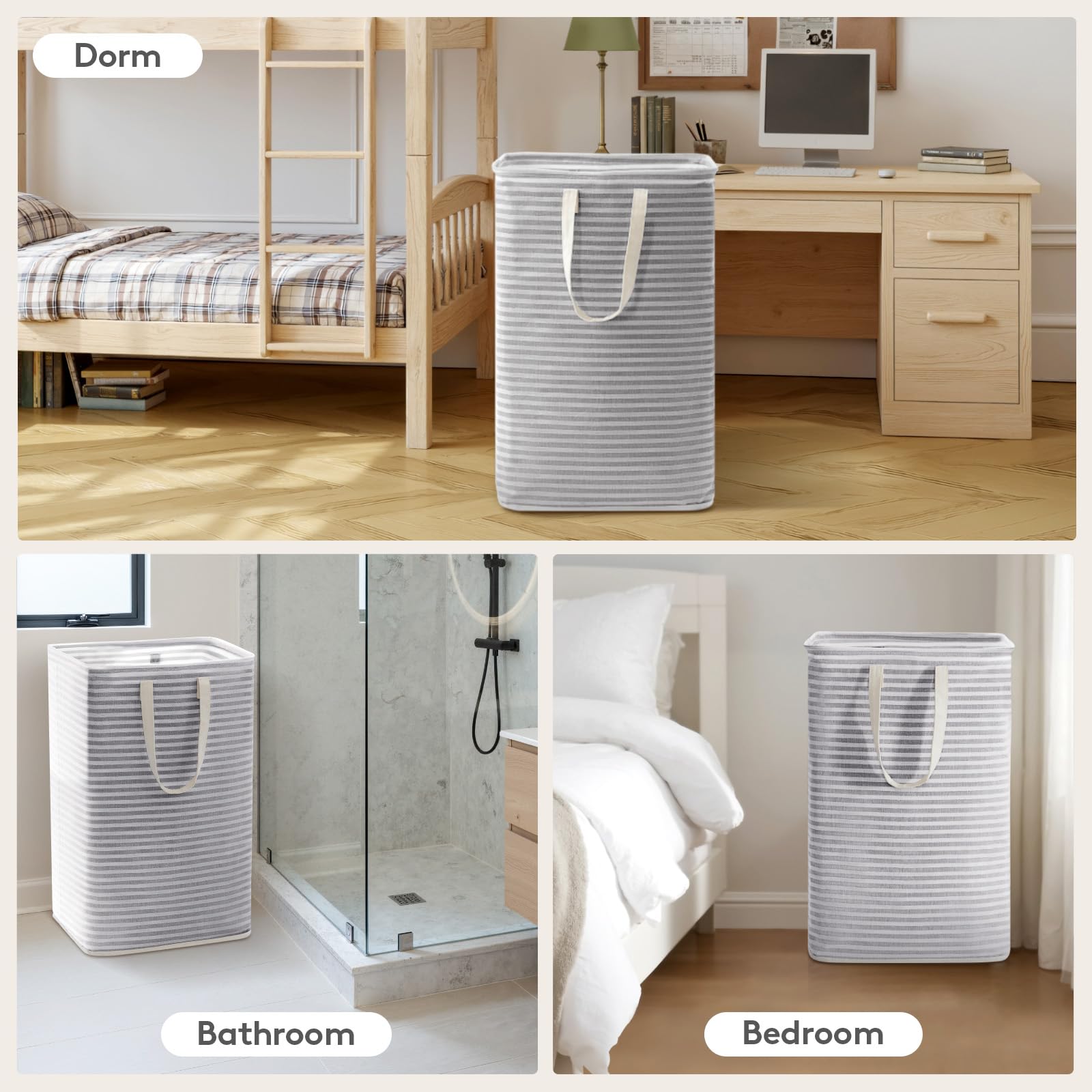 2 Packs Freestanding Clothes Hamper with Carry Handles (2 Count)