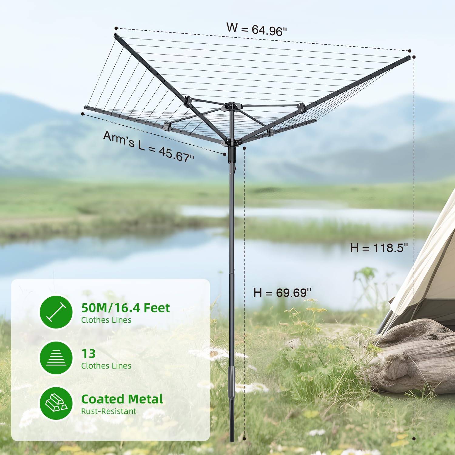 Heavy Duty Outdoor Umbrella Clothesline