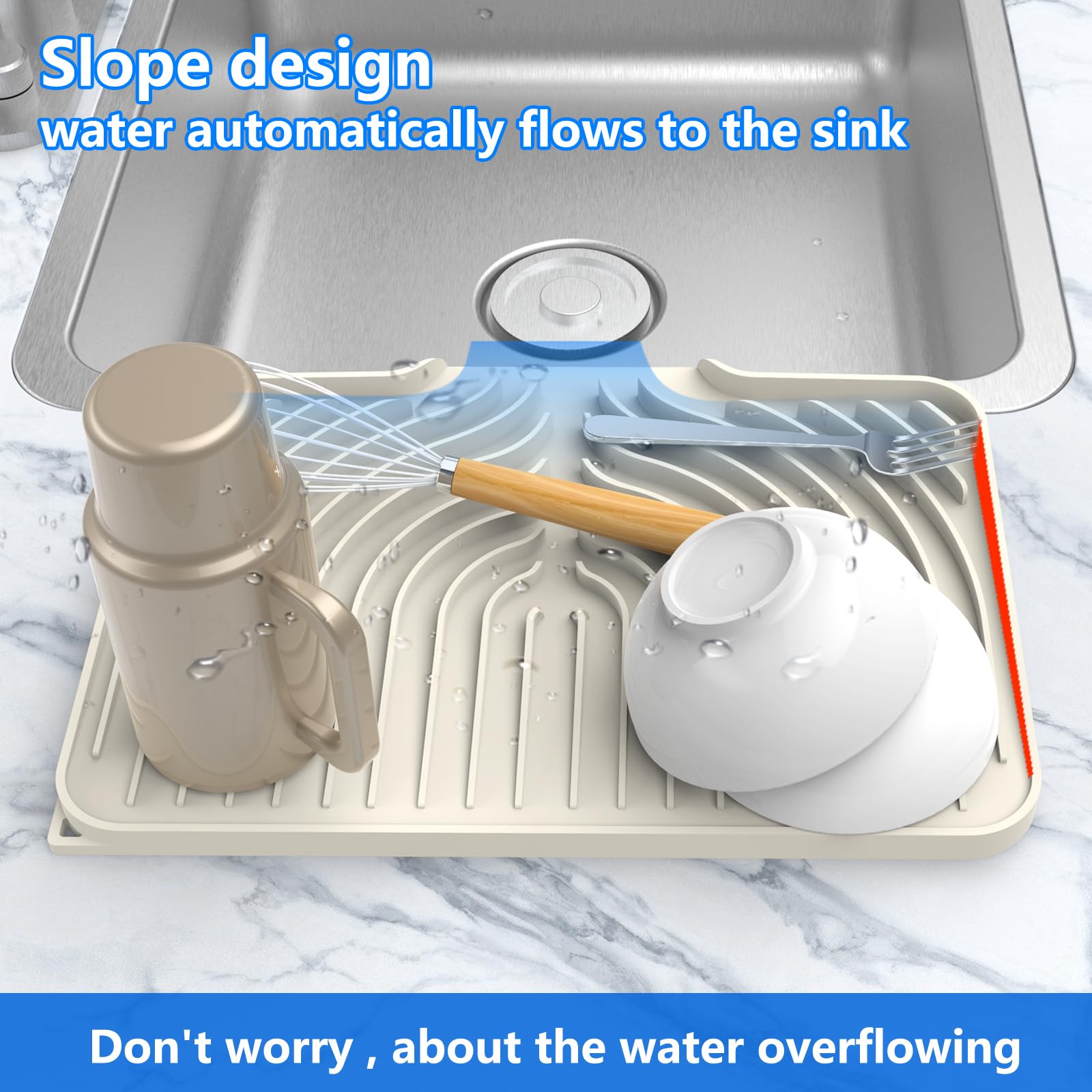 Dish drying mats for kitchen counter