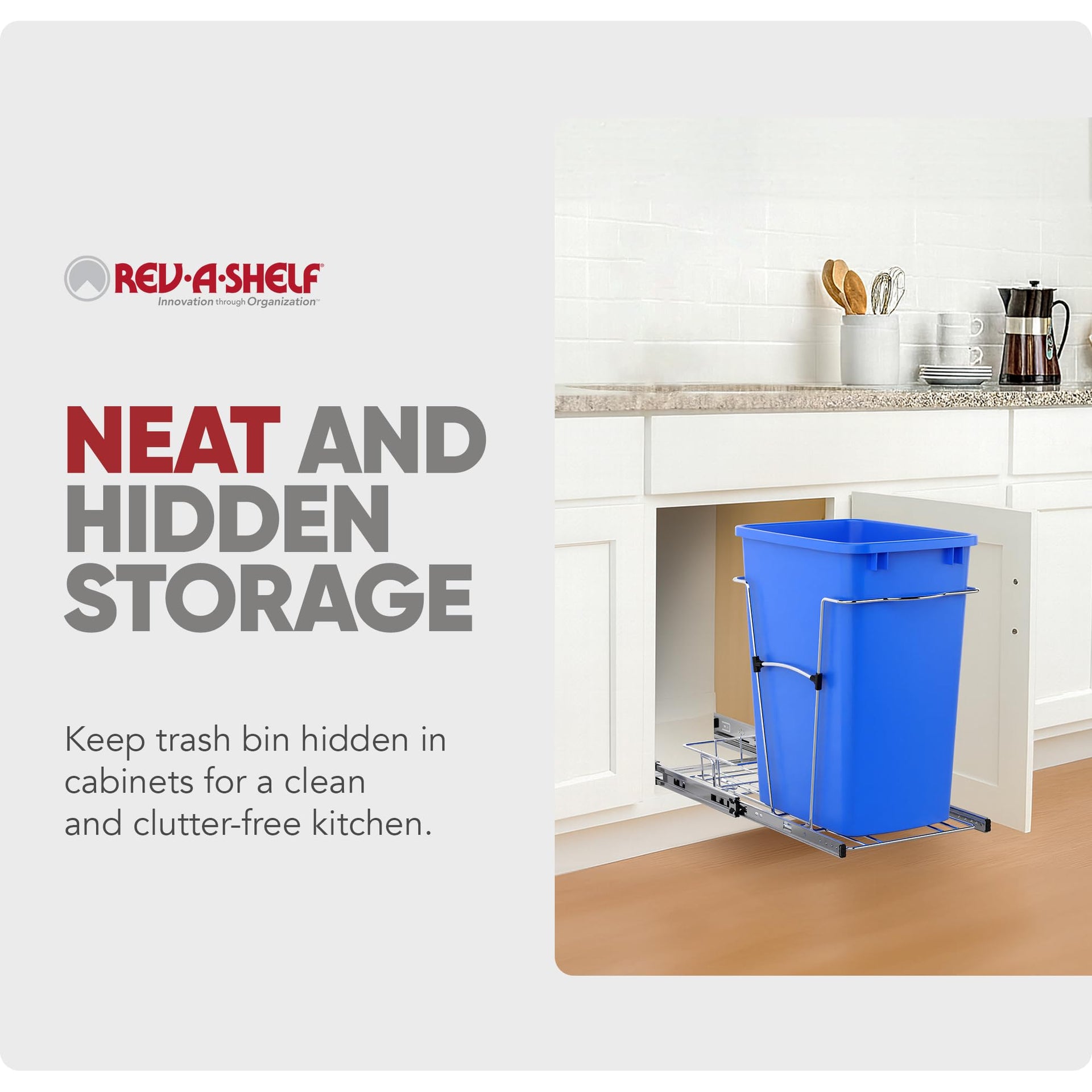 Pullout Trash Can for Under Kitchen Cabinets 35 Qt Garbage Waste Recyling Bin with Full Extension Slides