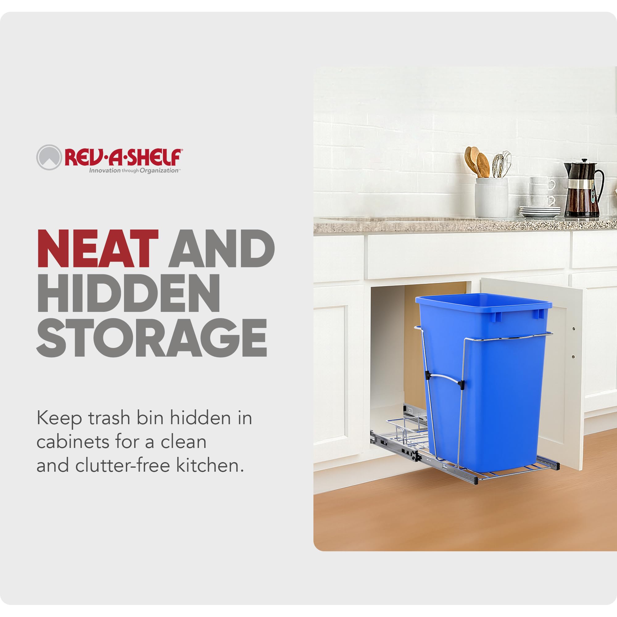 Pullout Trash Can for Under Kitchen Cabinets 35 Qt Garbage Waste Recyling Bin with Full Extension Slides