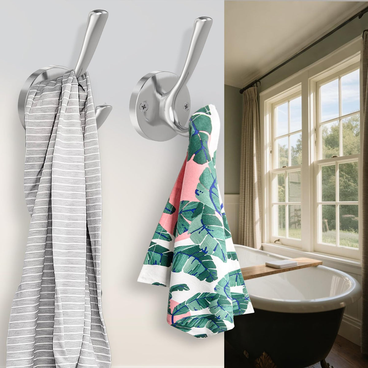 Brushed Nickel Robe Hooks Towel Hooks