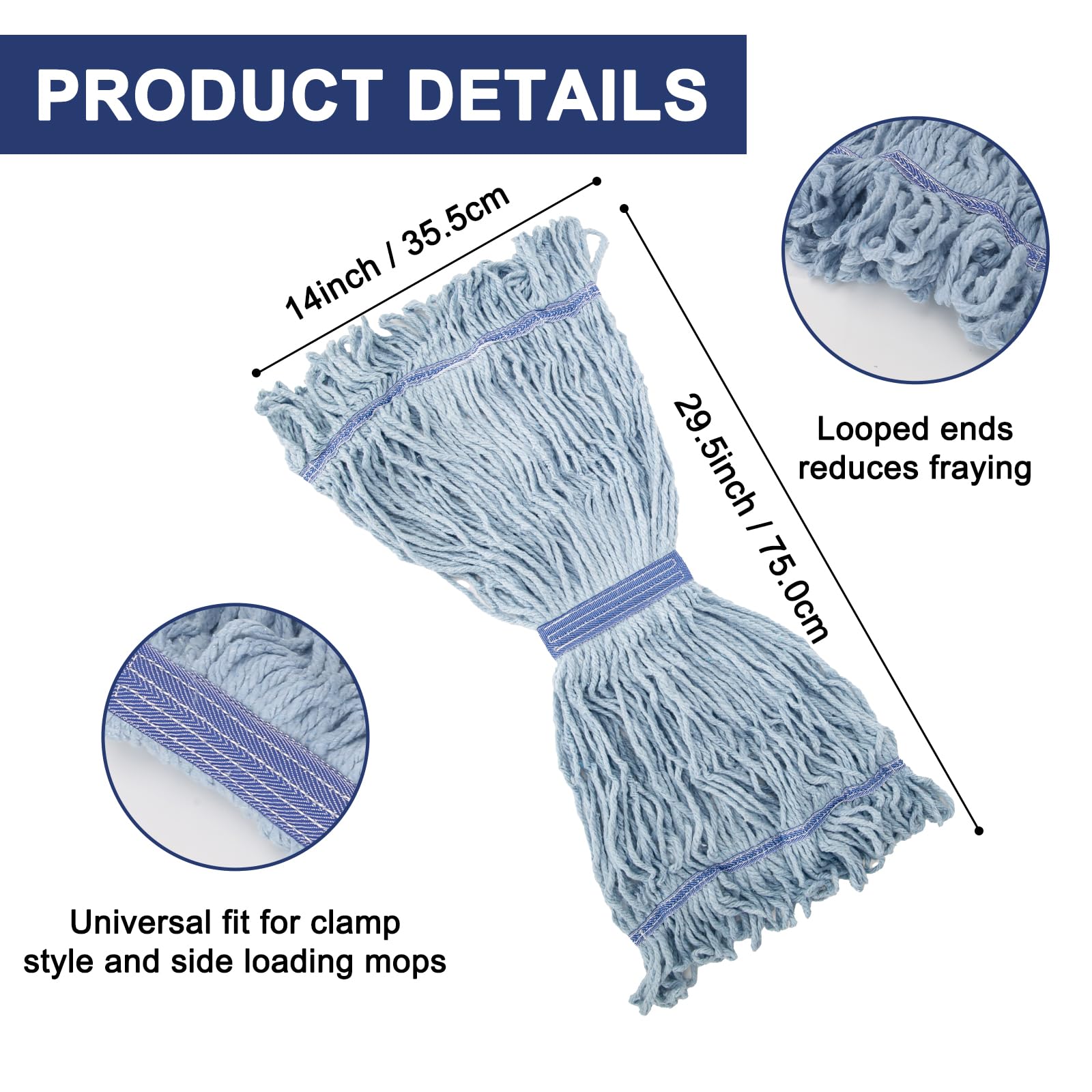 3 Pack Heavy Duty Commercial Mop Head Replacement - ModHome Supplies