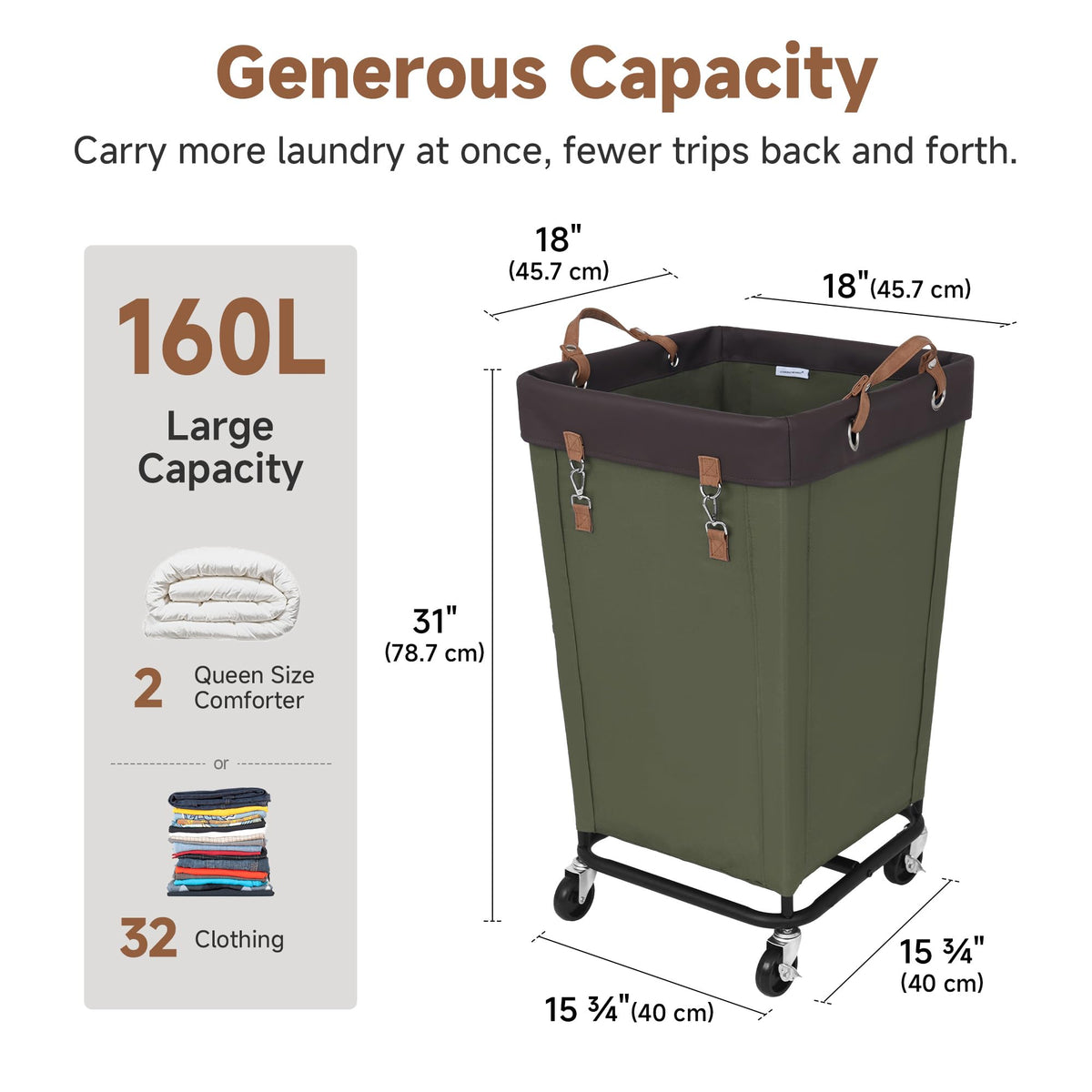 160L Laundry Basket with Wheels