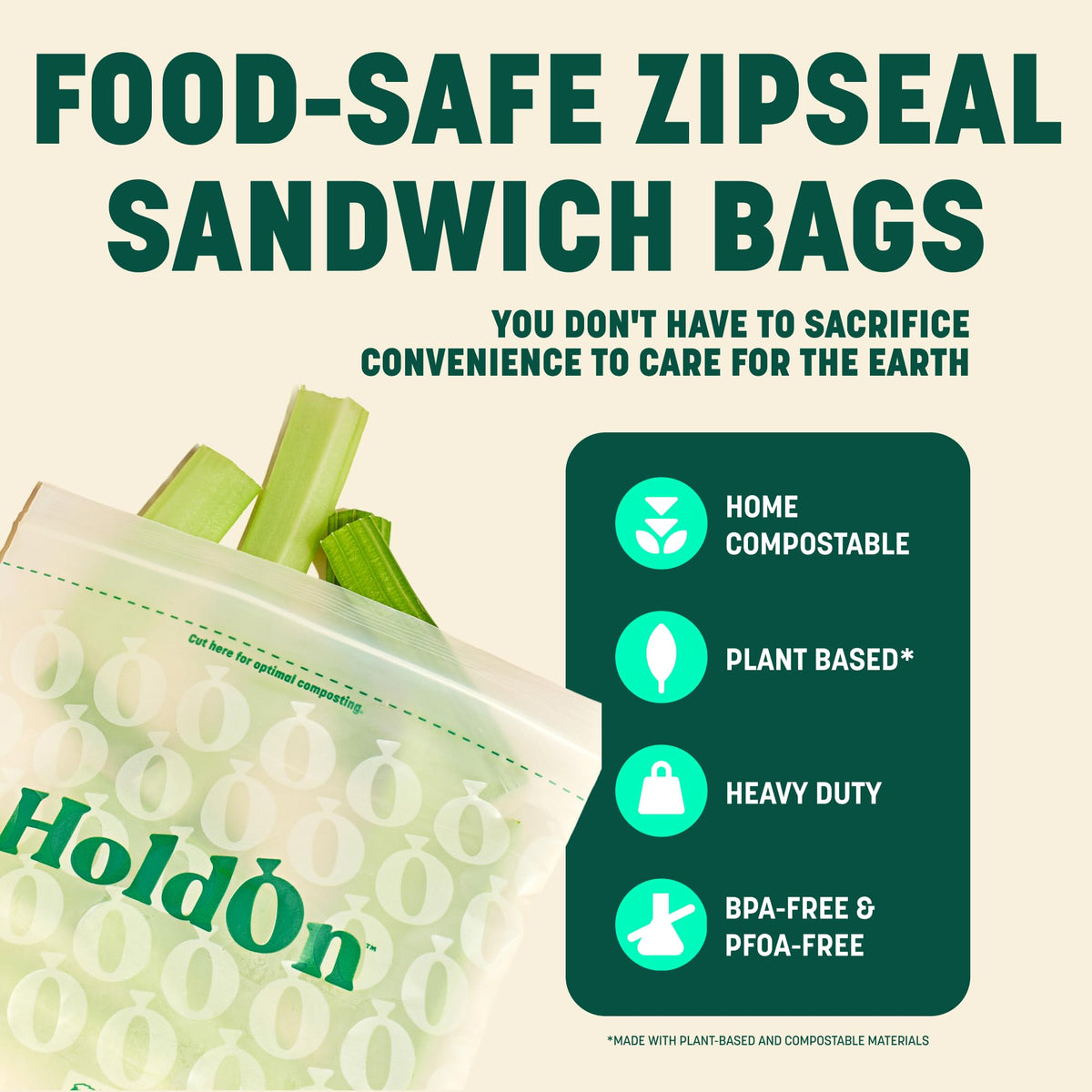 Compostable Zip Lock Sandwich Bags (200 Count)
