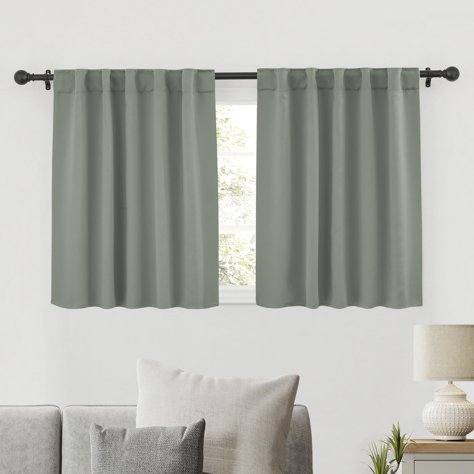 Short Curtains for Bedroom Kitchen Bathroom Cafe Basement Camper (2 Count)