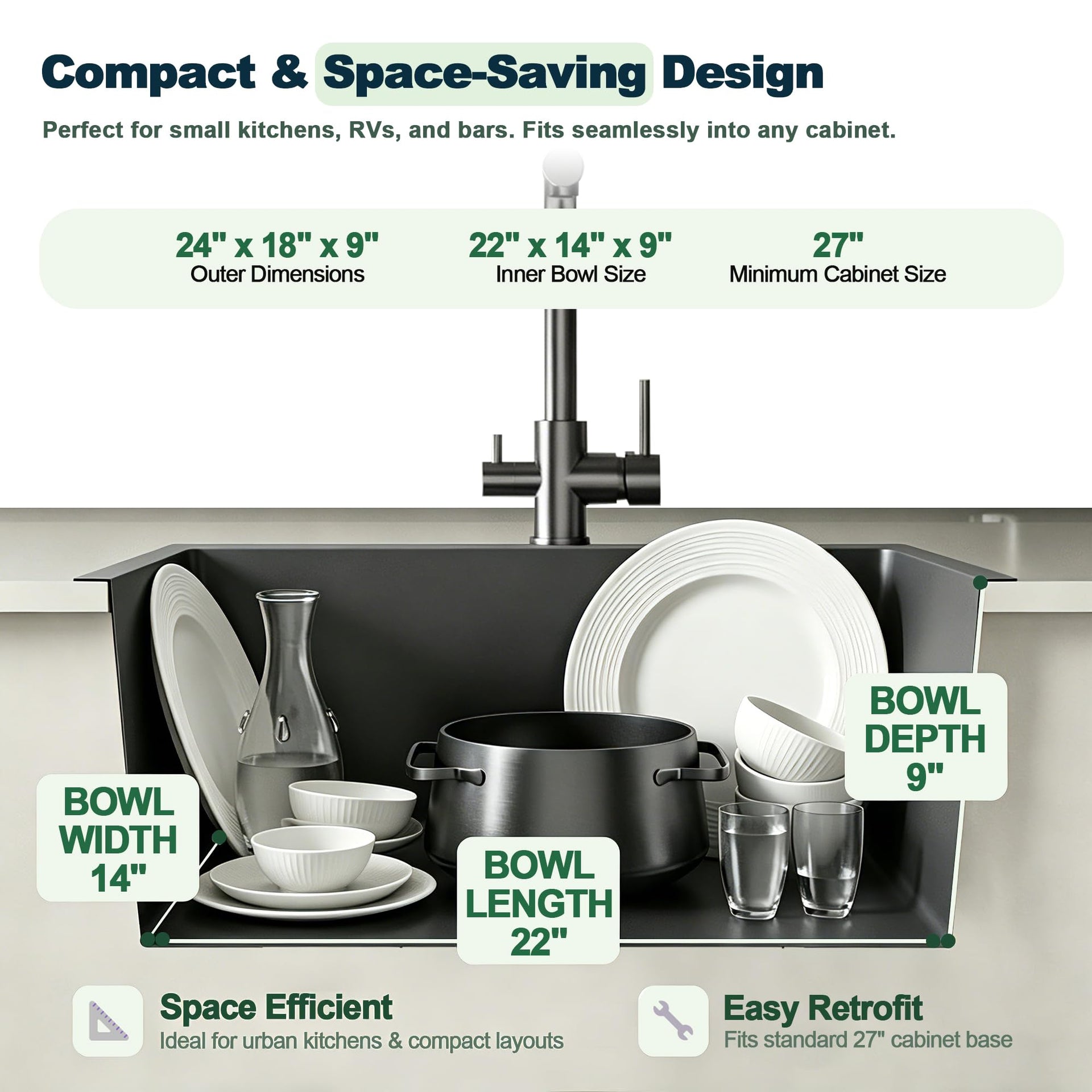 24x18x9 Inch Kitchen Sink