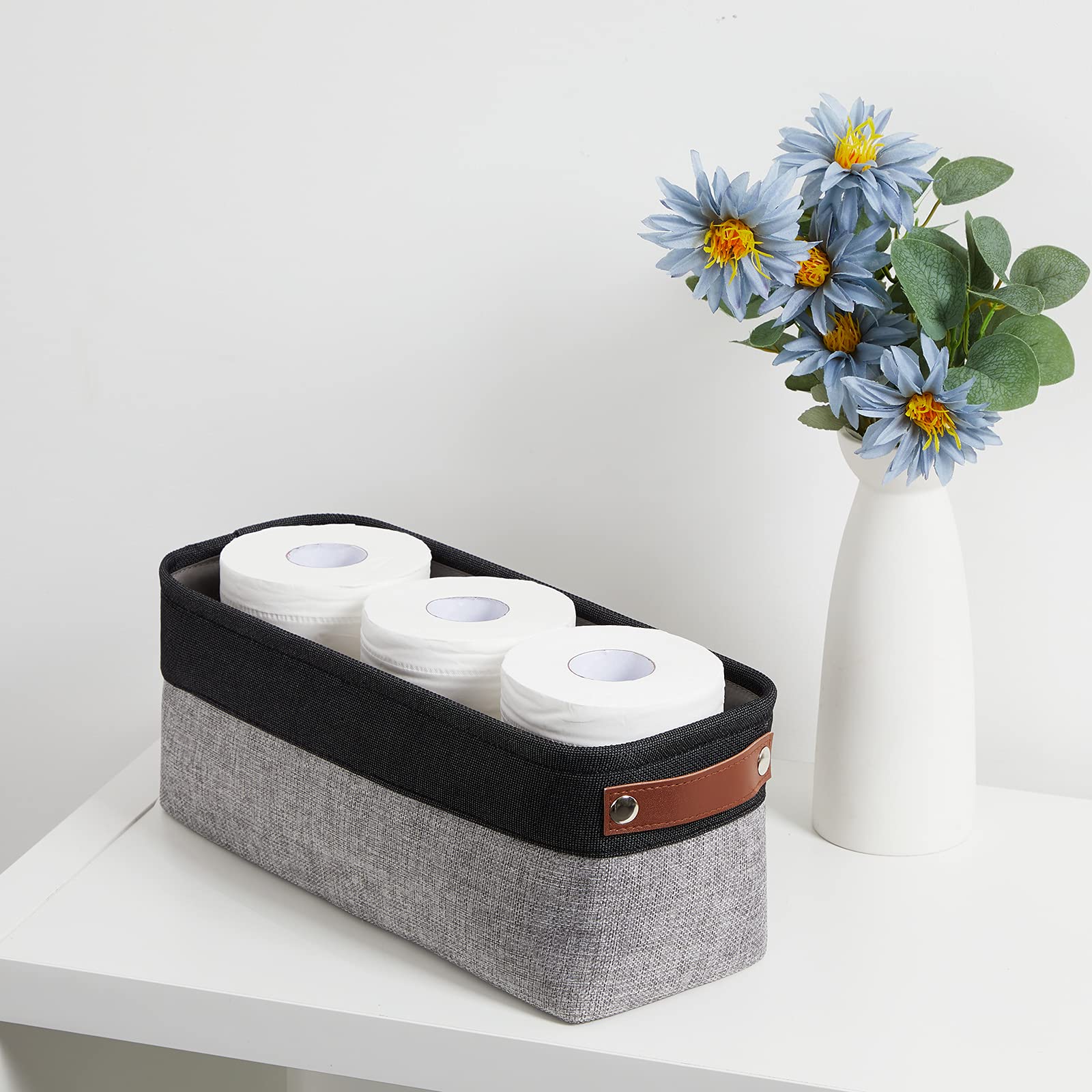 Small Bathroom Baskets for Toilet Fabric Storage Baskets 2 Pack (2 Count)