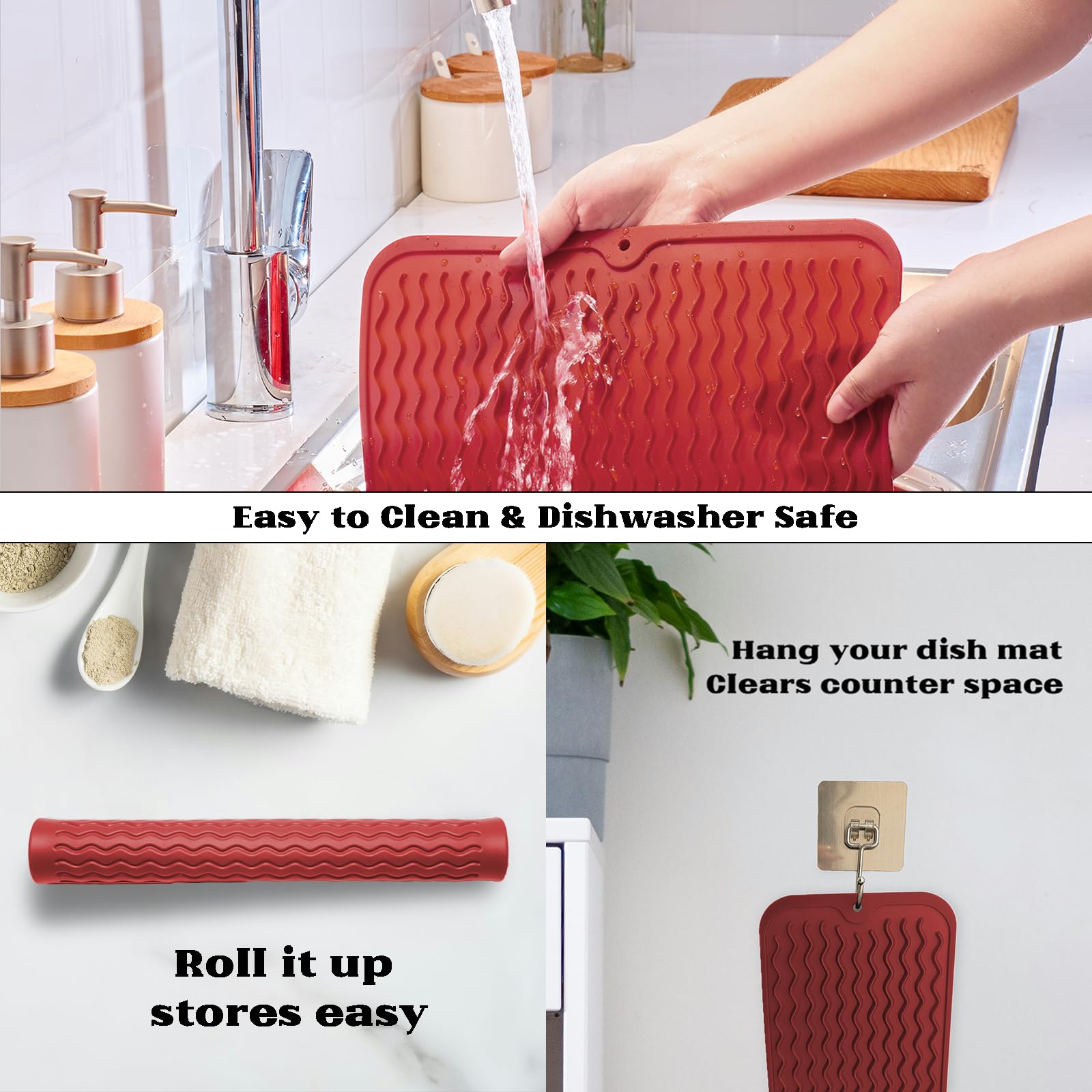 Silicone Dish Drying Mat for Kitchen Counter