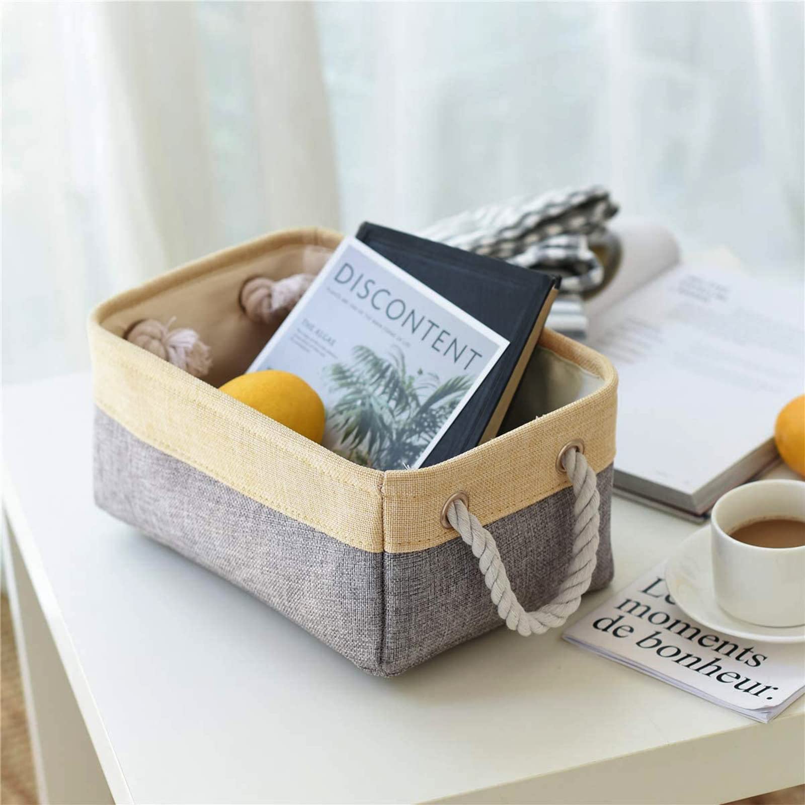 Decorative Basket Rectangular Fabric Storage Bin Organizer Basket with Handles for Clothes Storage