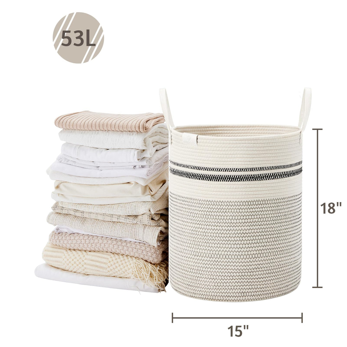53L Tall Woven Rope Laundry Hamper (1792.1432 Fl Oz) - ModHome Supplies