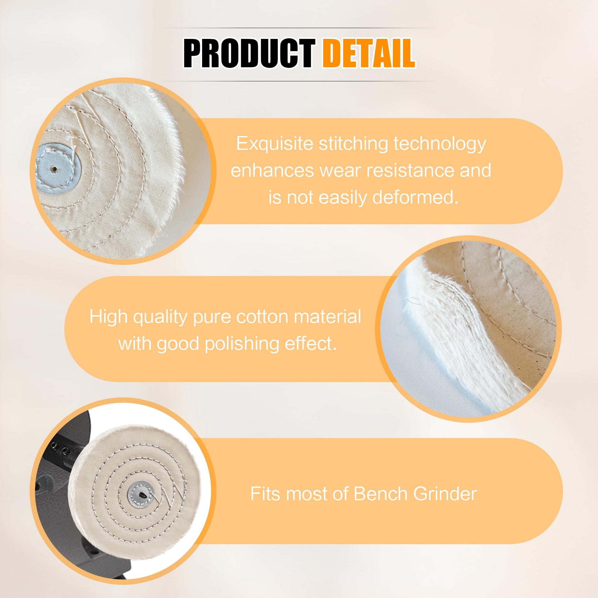 6 Inch Buffing Wheel for Bench Grinder (6 Count)