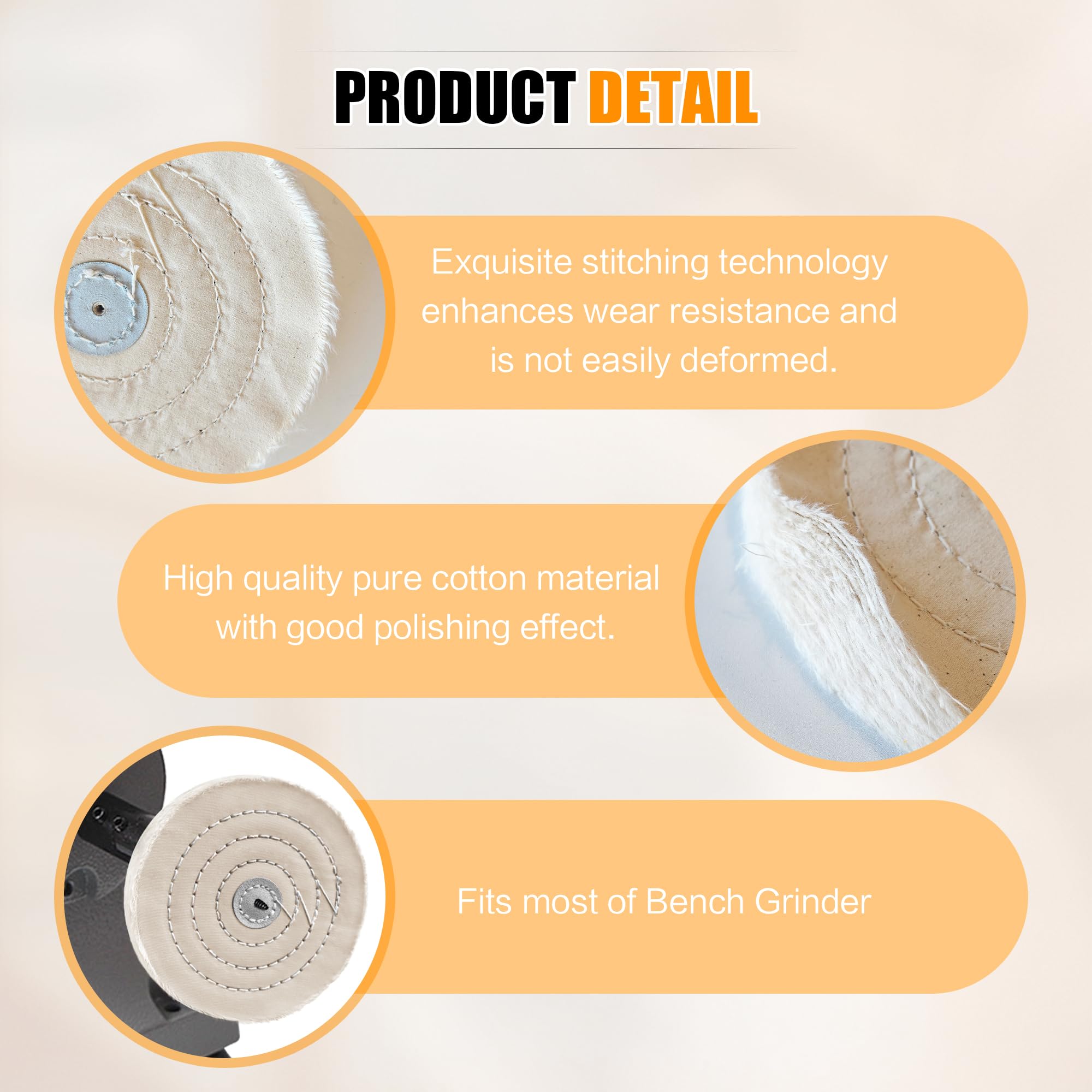 6 Inch Buffing Wheel for Bench Grinder (6 Count)