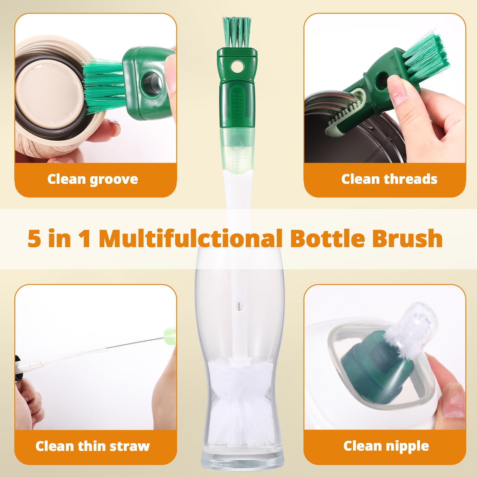 5 Pack Bottle Brush Cleaning Set (5 Count)