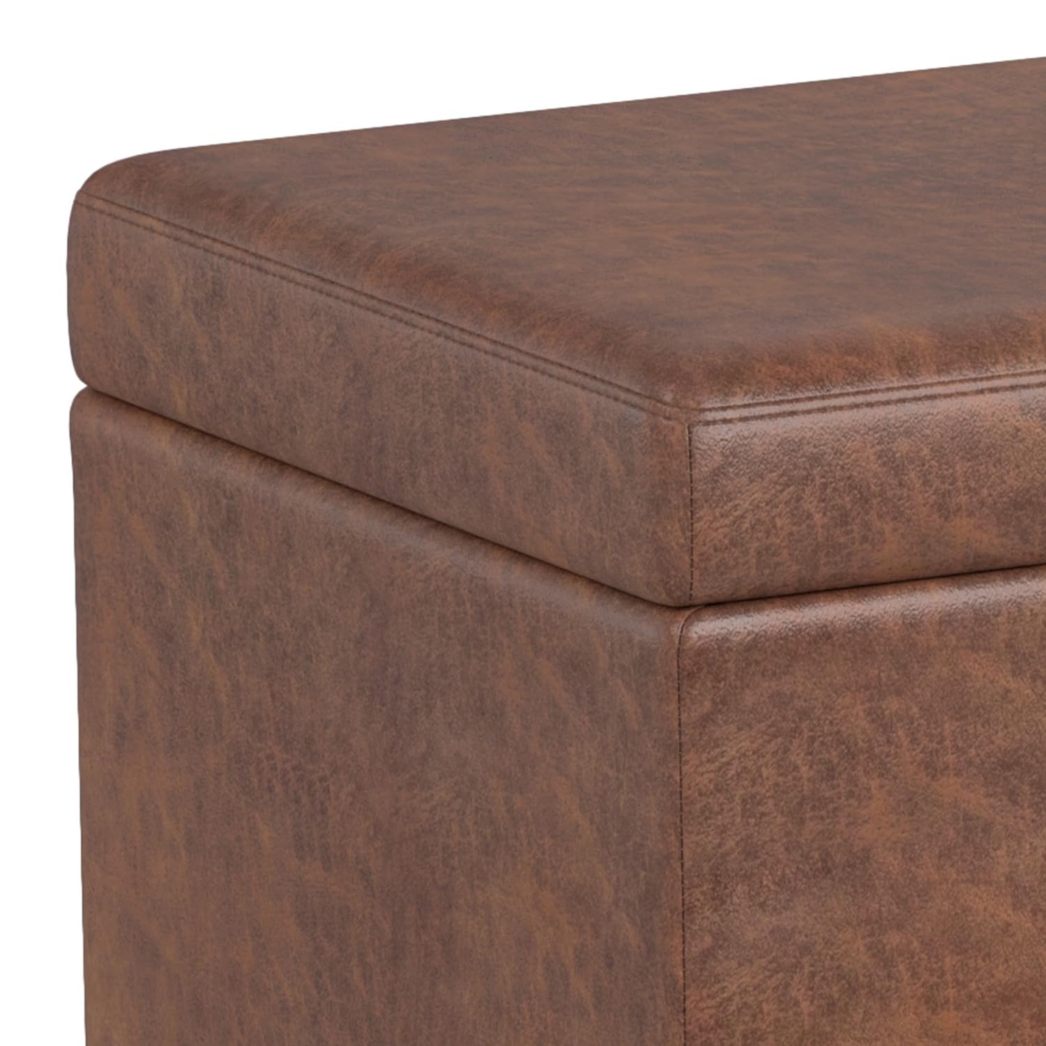 Avalon 54" Wide Vegan Leather Storage Ottoman in Brown