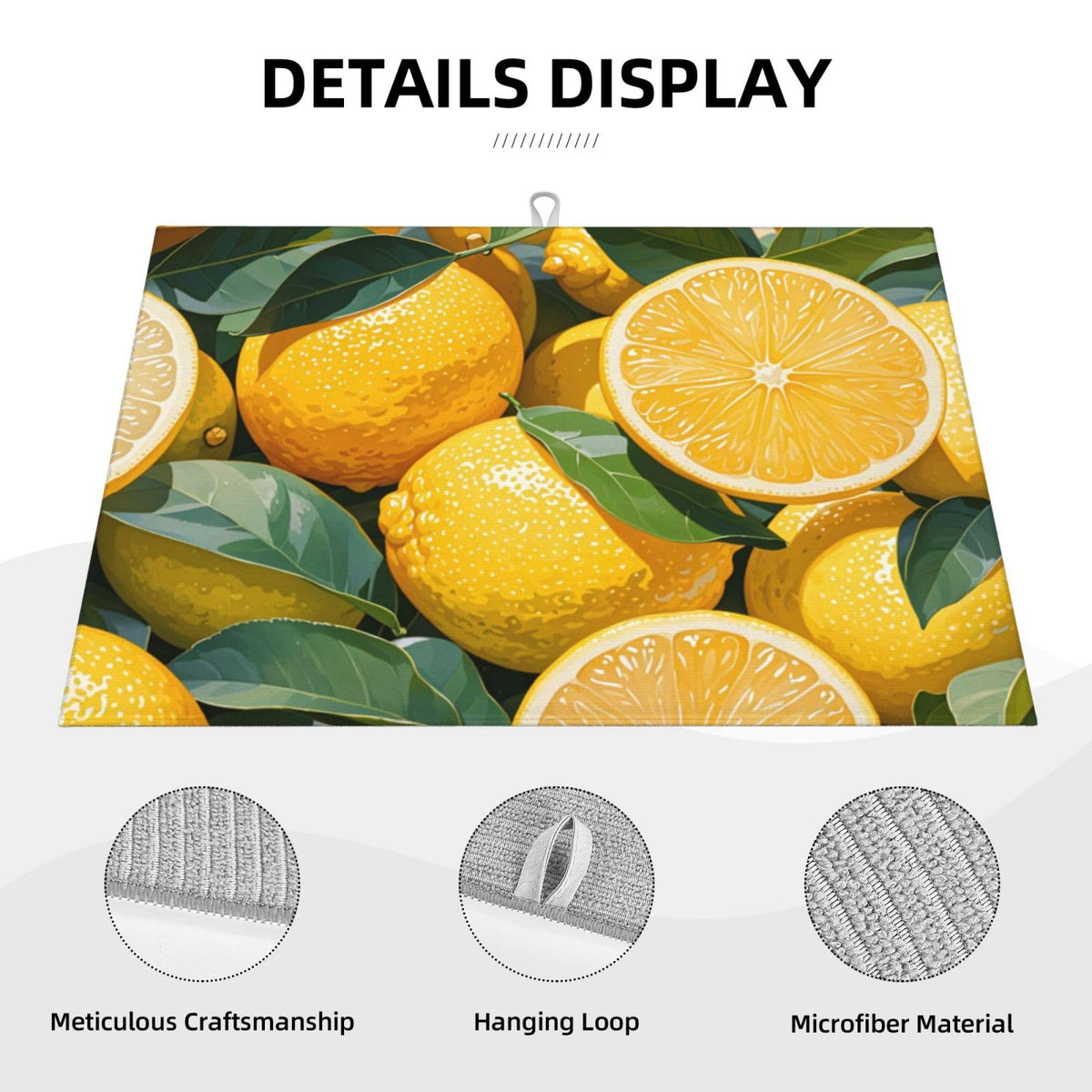 lemon Dish Drying Mat Highly Absorbent Double