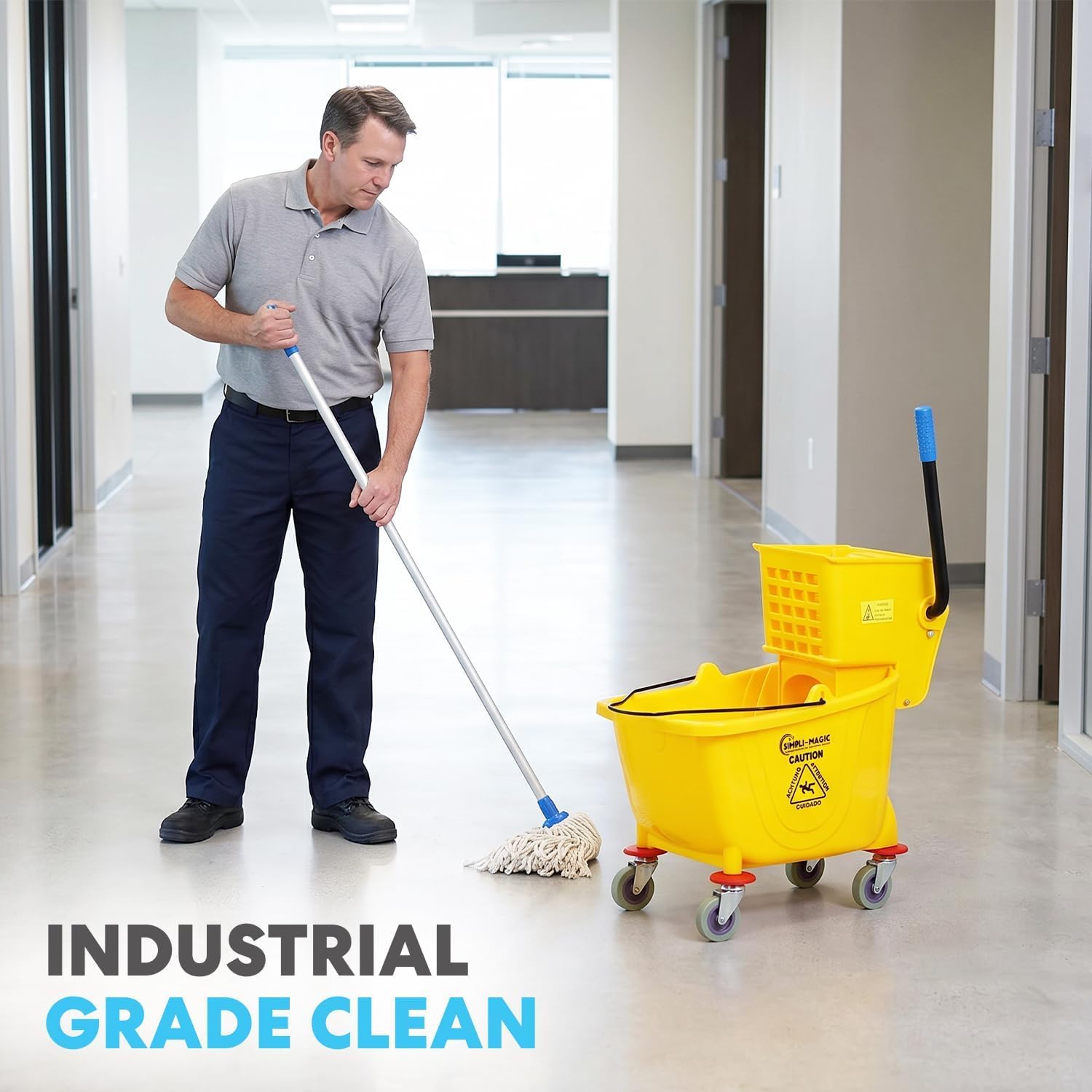 Side Press Wringer Combo Commercial Mop Bucket on Wheels (2 Count)