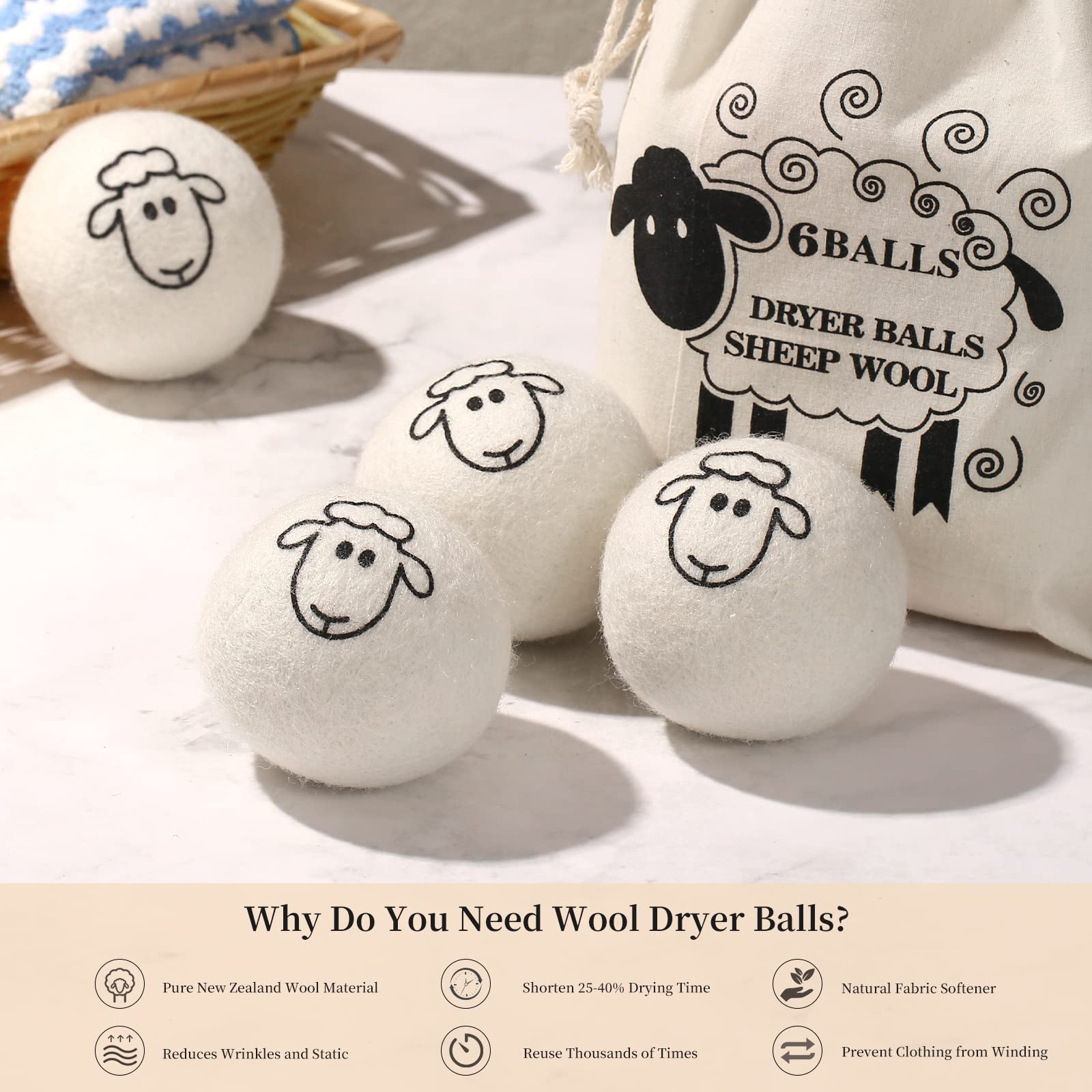 Dryer Balls Laundry Reusable (3 Count)