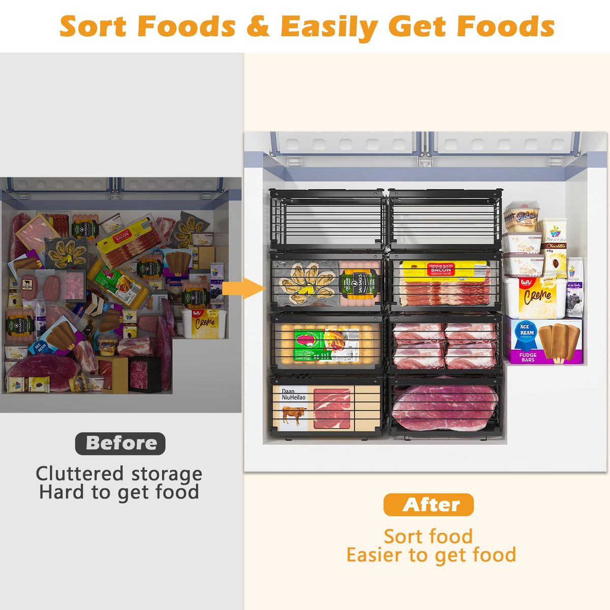 Expandable Chest Freezer Organizer (3 Count)